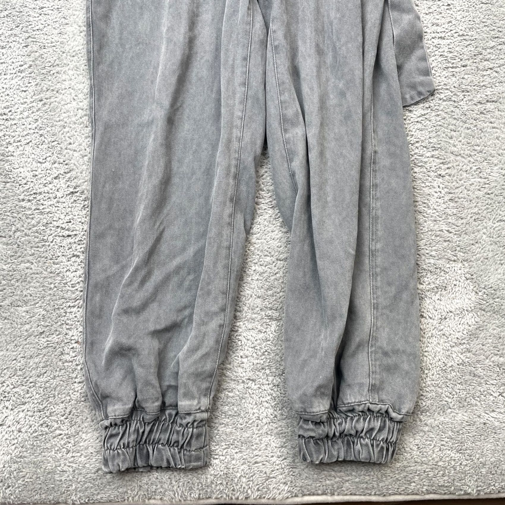 Zara Zara Jumpsuit Womens Small Gray Denim Belted Snap Tapered Romper One-Piece Casual Bohemian Size 28" / US 6 / IT 42 - 2 Thumbnail
