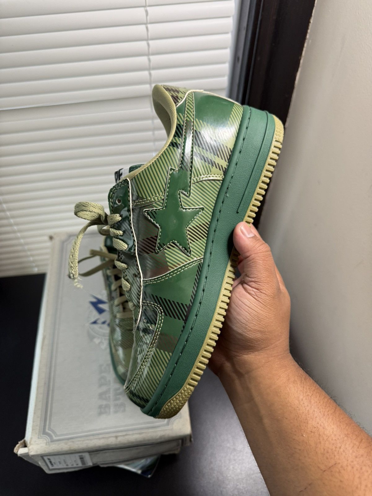 Bape Bapesta Green Check Shoes Size 9 Size US 9 / EU 42 - 11 Thumbnail