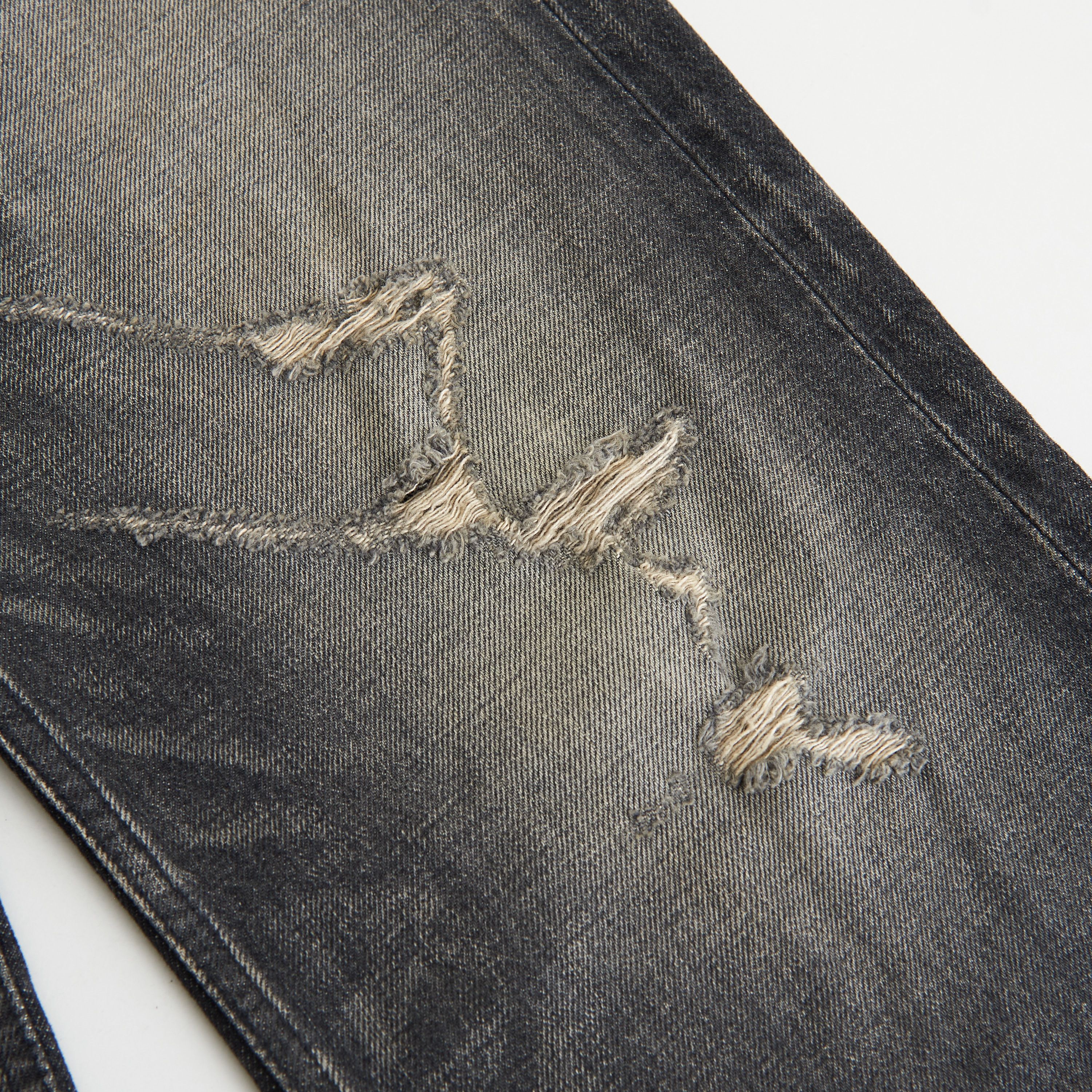 Celine × Hedi Slimane Wesley Jeans - Destroyed Black Paradiso Wash Denim, Low-Rise Size US 34 / EU 50 - 15 Thumbnail