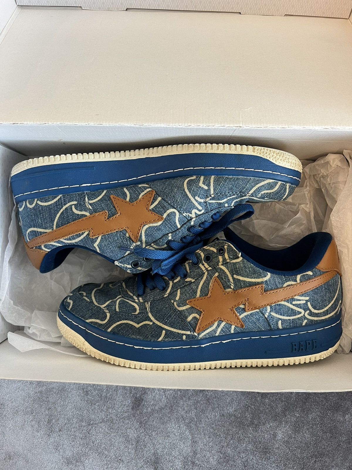 Bape Denim Bapesta Size US 9 / EU 42 - 13 Thumbnail