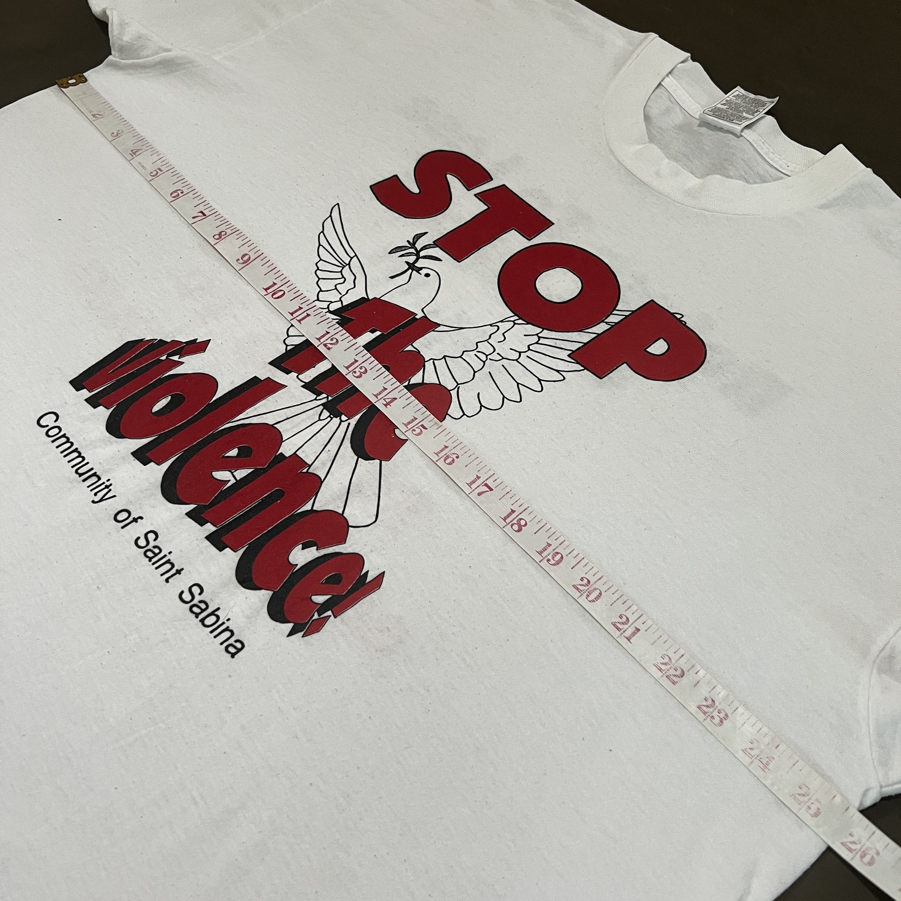 Vintage Vintage Stop the violence God Jesus Holy Bible Tee 2XL Size US XXL / EU 58 / 5 - 6 Thumbnail