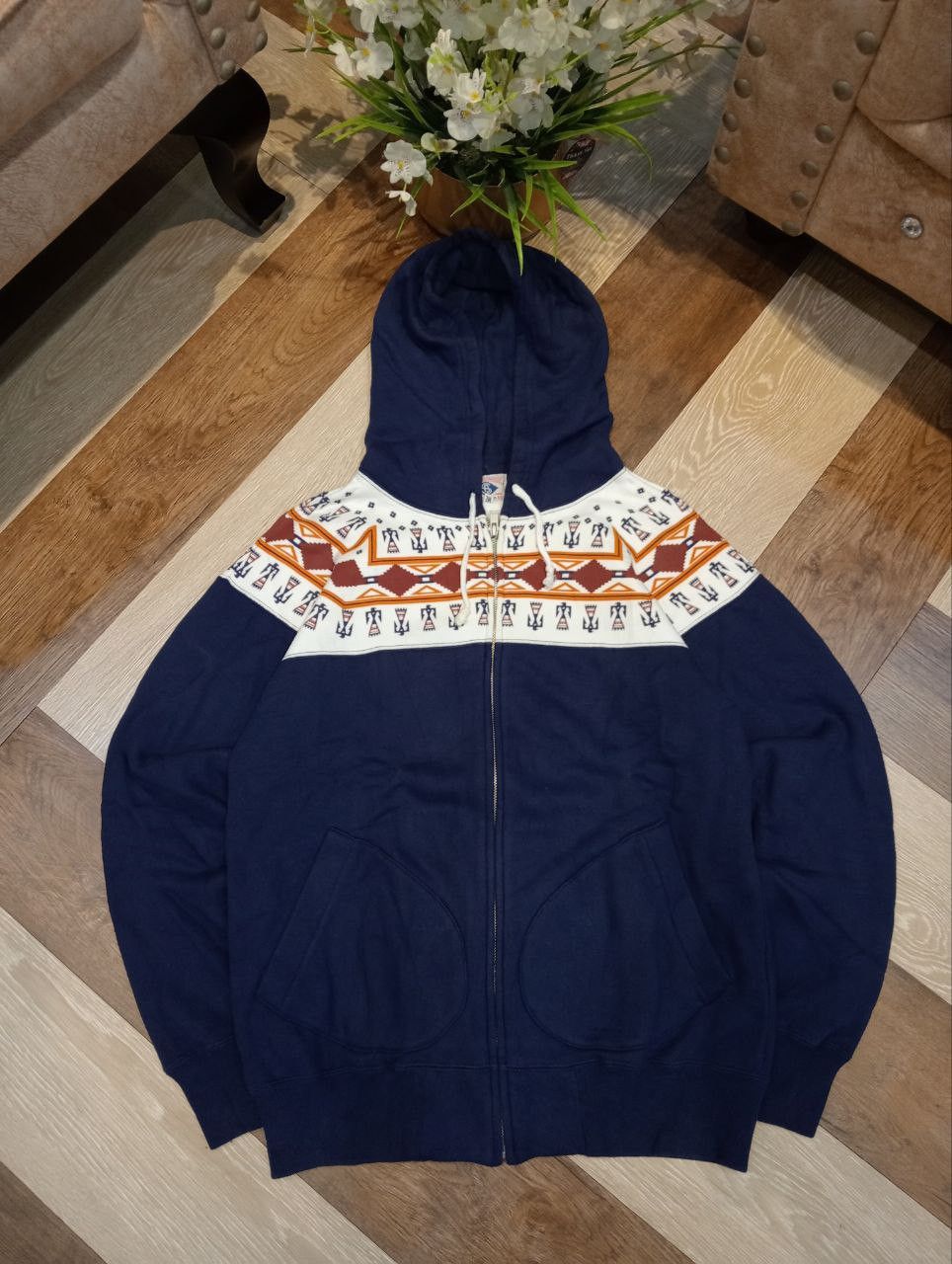 Pherrow's JAPANESE PHERROW'S STORMY BLUE NAVAJO PATTERN HOODIE Size US M / EU 48-50 / 2 - 1 Thumbnail
