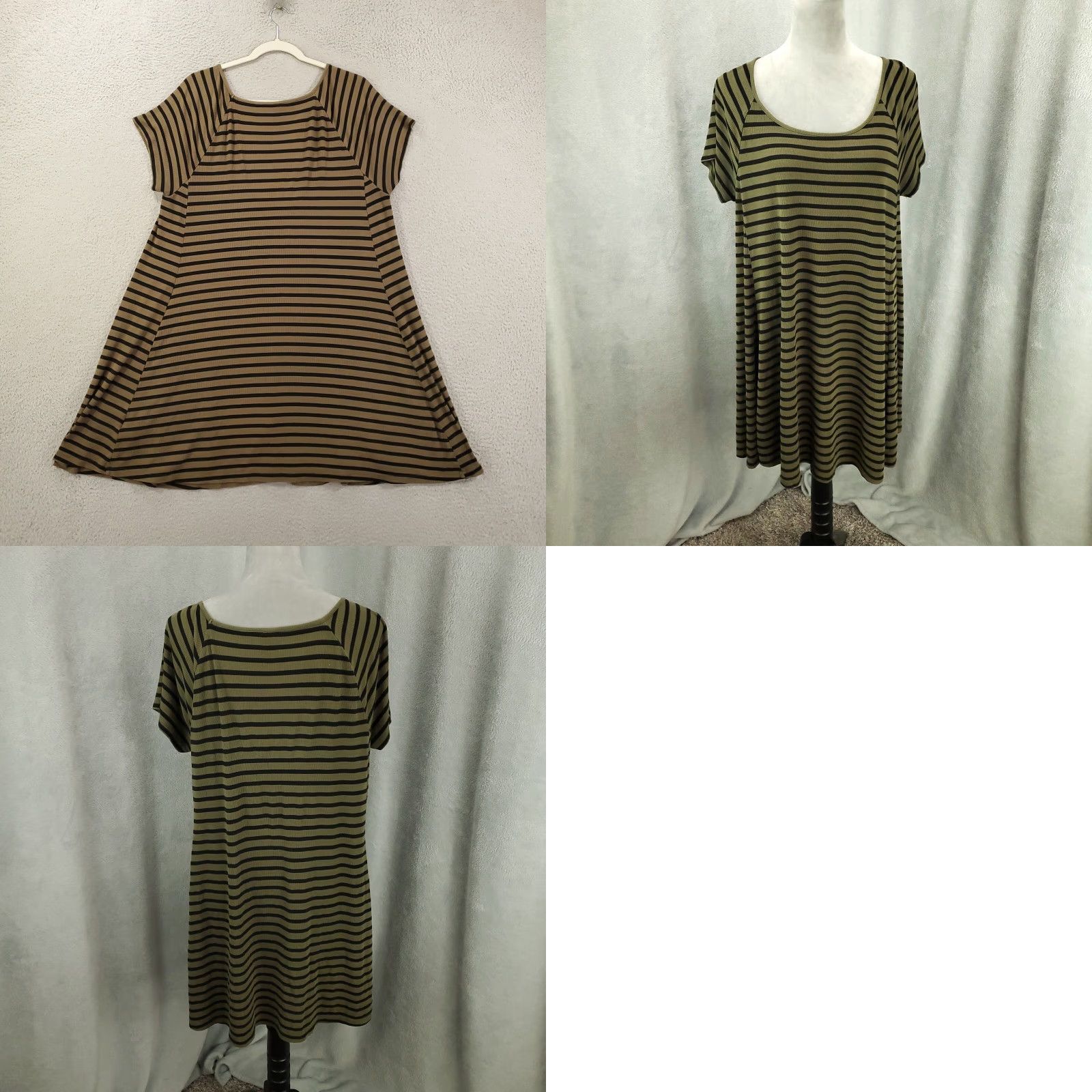 Old Navy Old Navy Dress Women's Size Large Olive Green Striped Shift Tunic Stretch (Multicolor Rayon) Size L / US 10 / IT 46 - 8 Thumbnail