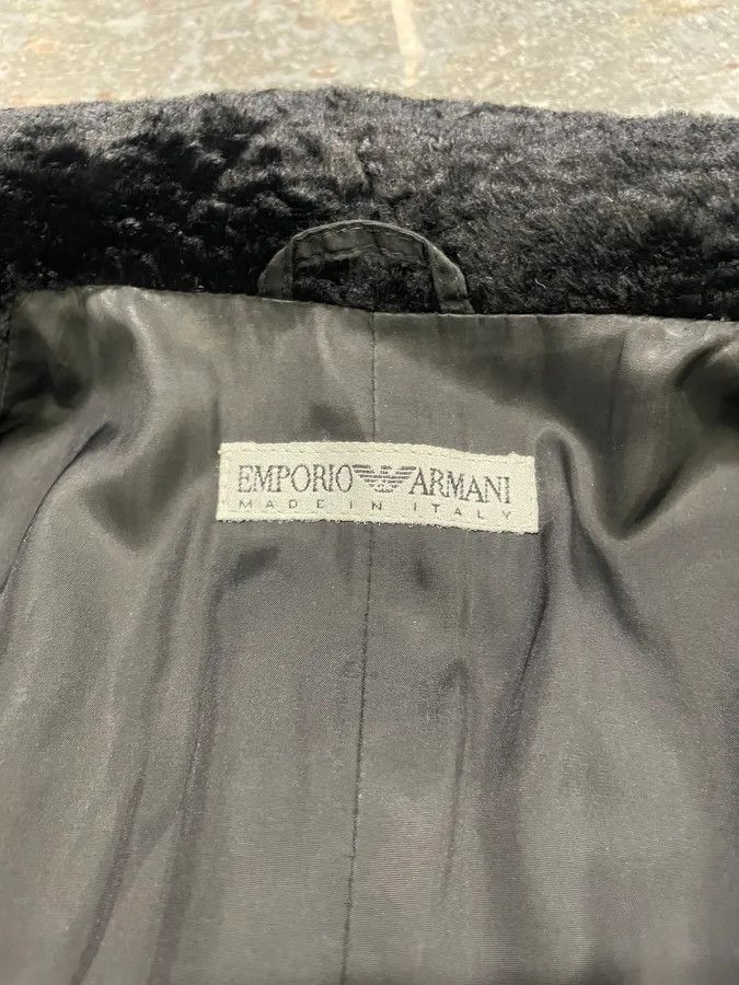 Emporio Armani × Vintage 1990s Emporio Armani Black Fur Effect Buttoned Jacket Size XS / US 0-2 / IT 36-38 - 7 Thumbnail