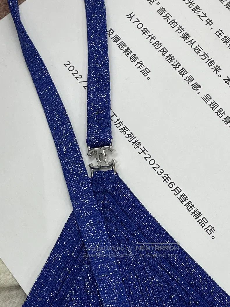 Chanel Chanel 22A blue fine glitter bottom strap vest Size S / US 4 / IT 40 - 4 Thumbnail