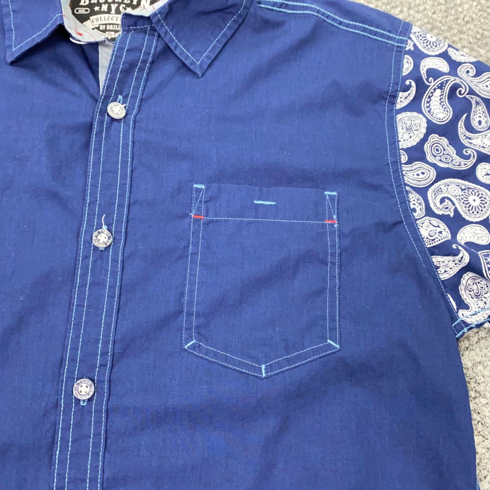 CO Drill Clothing Shirt Medium Blue Button Up Brooklyn NYC Collection Paisley Mens Regular Blue Paisley Classic Button-Up Size US M / EU 48-50 / 2 - 2 Thumbnail