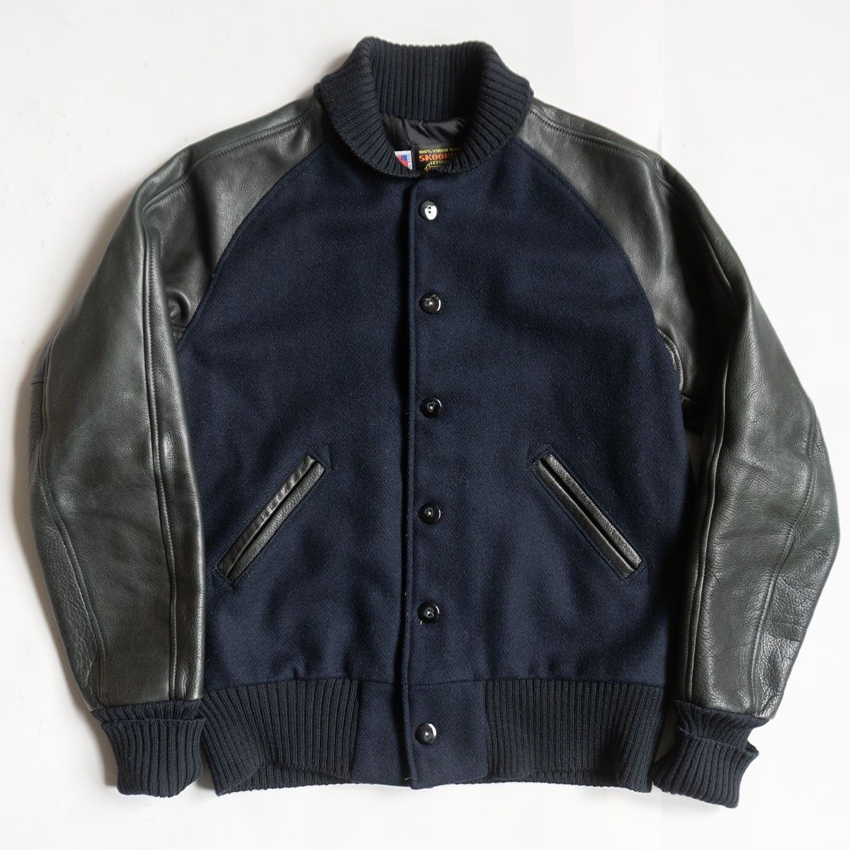 Skookum Skookum Melton Leather Varsity Jacket Blue Size 38 Size US XL / EU 56 / 4 - 1 Thumbnail