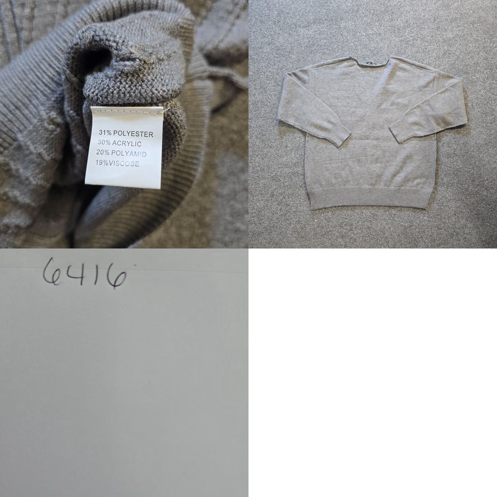 Vintage Tempo Paris Sweater Womens Size M Gray V Neck Long Sleeve Boxy Casual Pullover Knit Polyester KnitStyle Tight-Knit Size M / US 6-8 / IT 42-44 - 8 Thumbnail