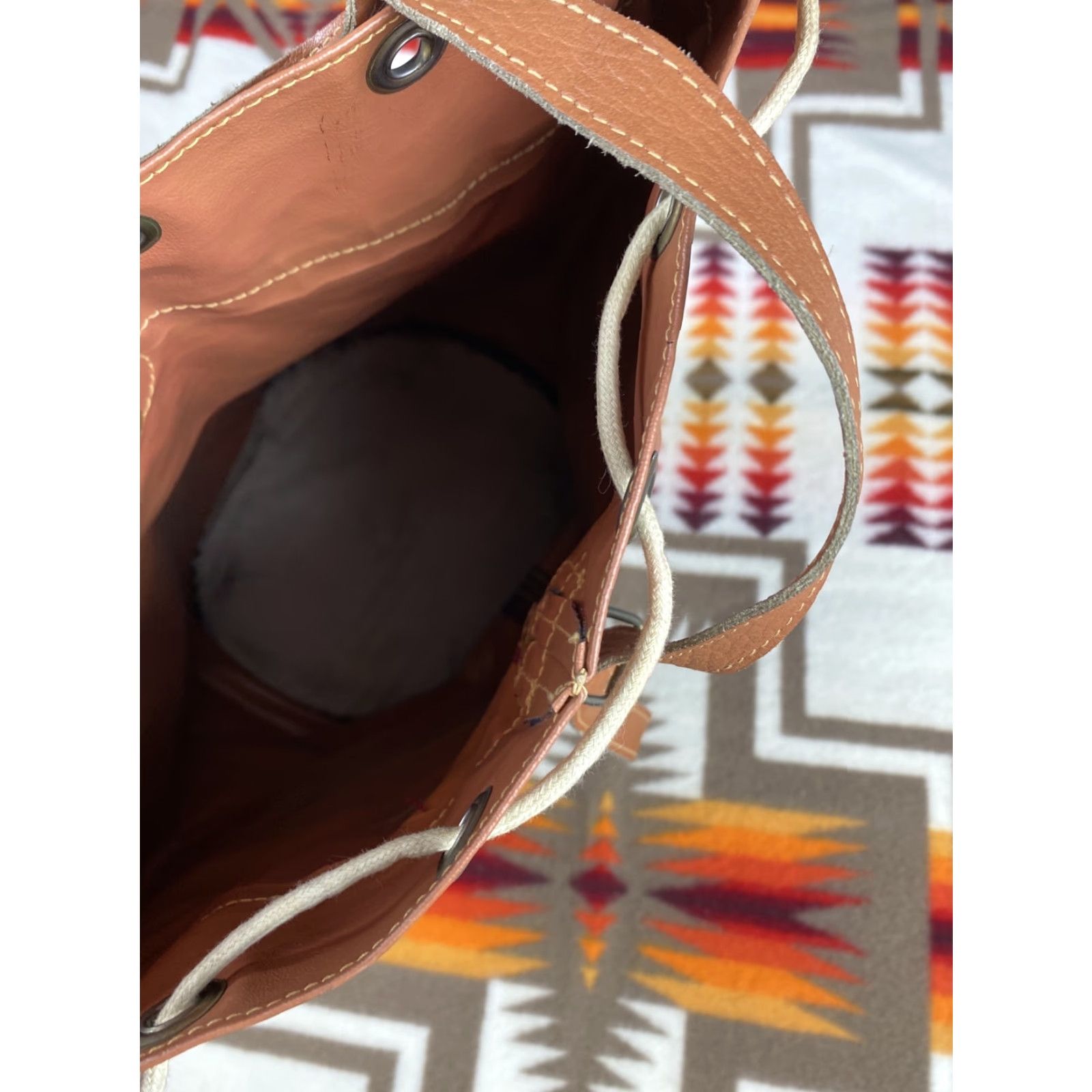 Vintage VINTAGE Drawstring Plaid Circle Shoulder Bag 70s Travel Size ONE SIZE - 3 Thumbnail