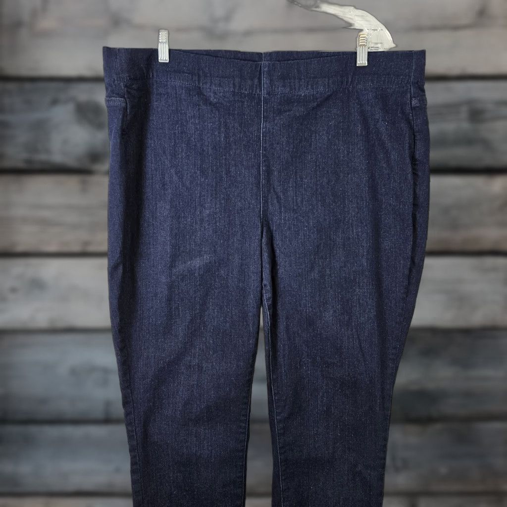 Nydj Womens Pull On Ankle Jeans 18W Blue Dark Wash High Rise (Size 27)