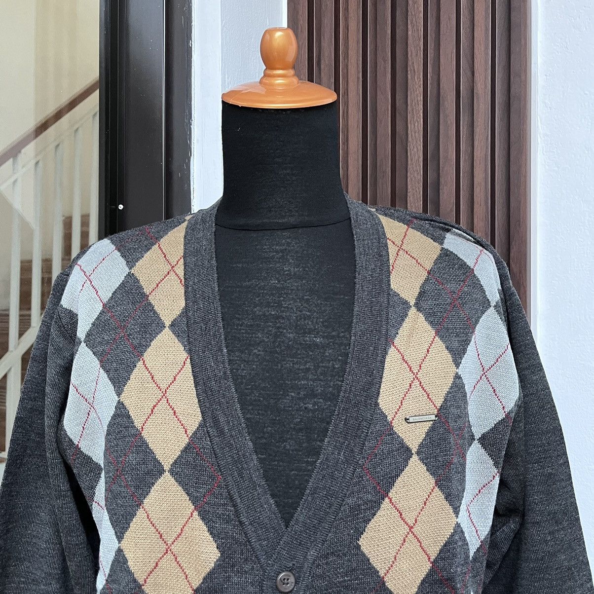 Balenciaga × Vintage 💸Accept Offer💸 Cardigan Balenciaga Knitwear Argyle Pattern Size US M / EU 48-50 / 2 - 3 Thumbnail