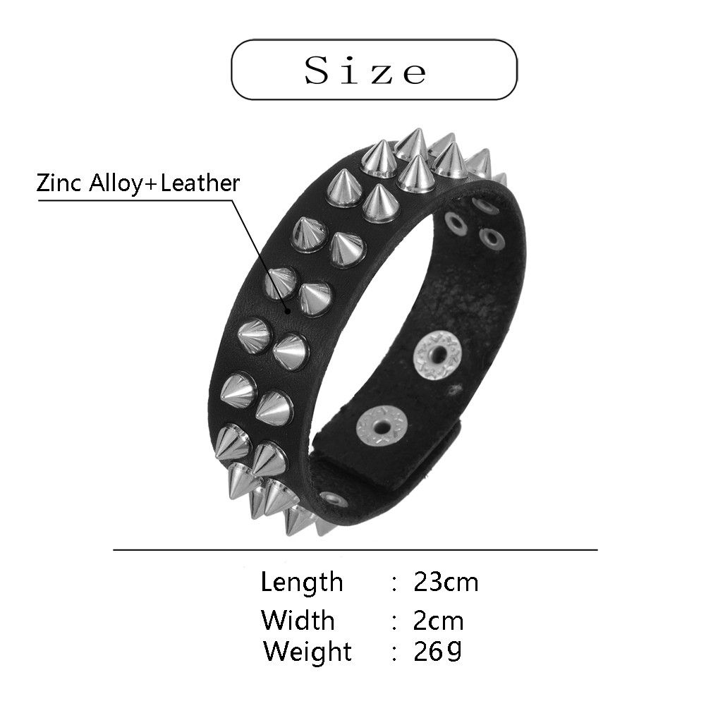Japanese Brand × Vintage Pu leather 2 Line Spike Vintage Bracelet Size ONE SIZE - 2 Thumbnail