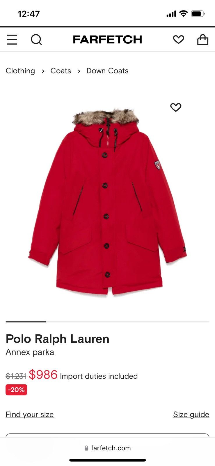 Polo Ralph Lauren Red Faux-fur Parka Size US M / EU 48-50 / 2 - 6 Thumbnail