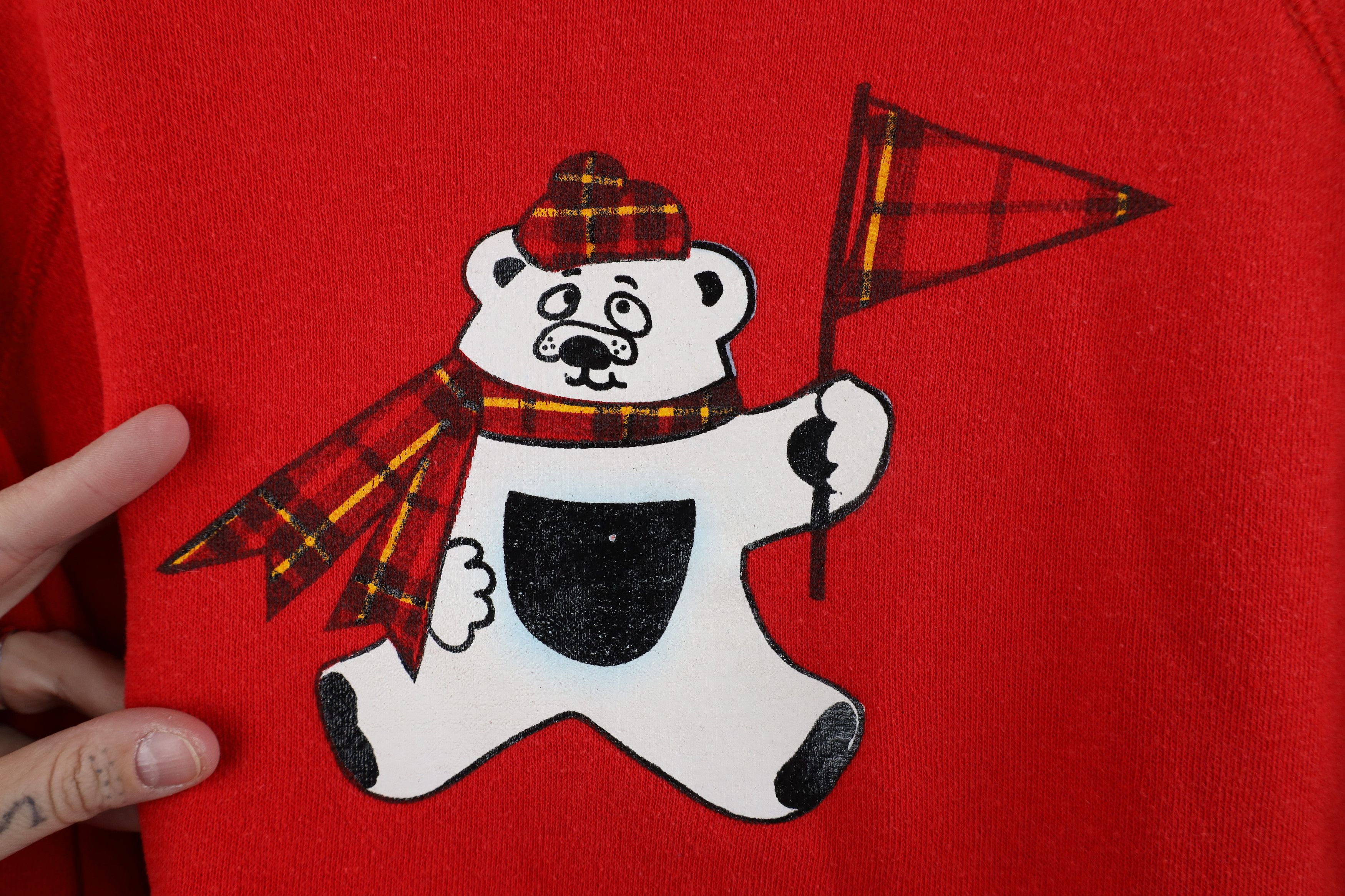 Vintage Vintage 80s Streetwear Bear Crewneck Sweatshirt Red USA Size M / US 6-8 / IT 42-44 - 4 Thumbnail