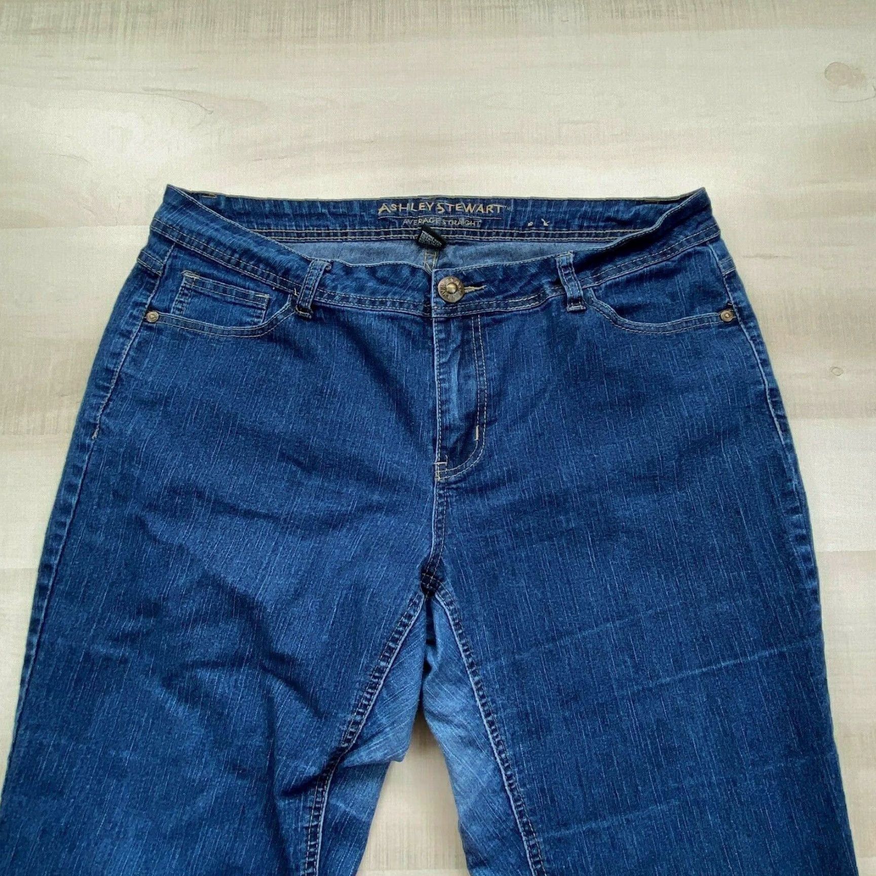 Vintage Ashley Stewart Womens Plus Size 16W Blue Denim Mid Rise Straight Jeans Size 38" / US 16 / IT 52 - 2 Thumbnail