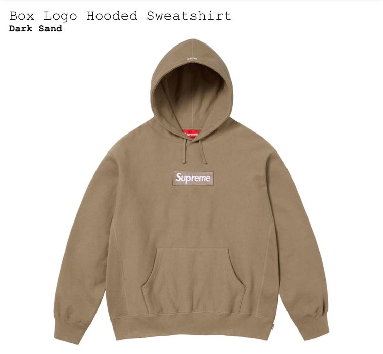 Supreme Fw23 Box Logo Hooded Sweatshirt Dark Sand Grailed 6665