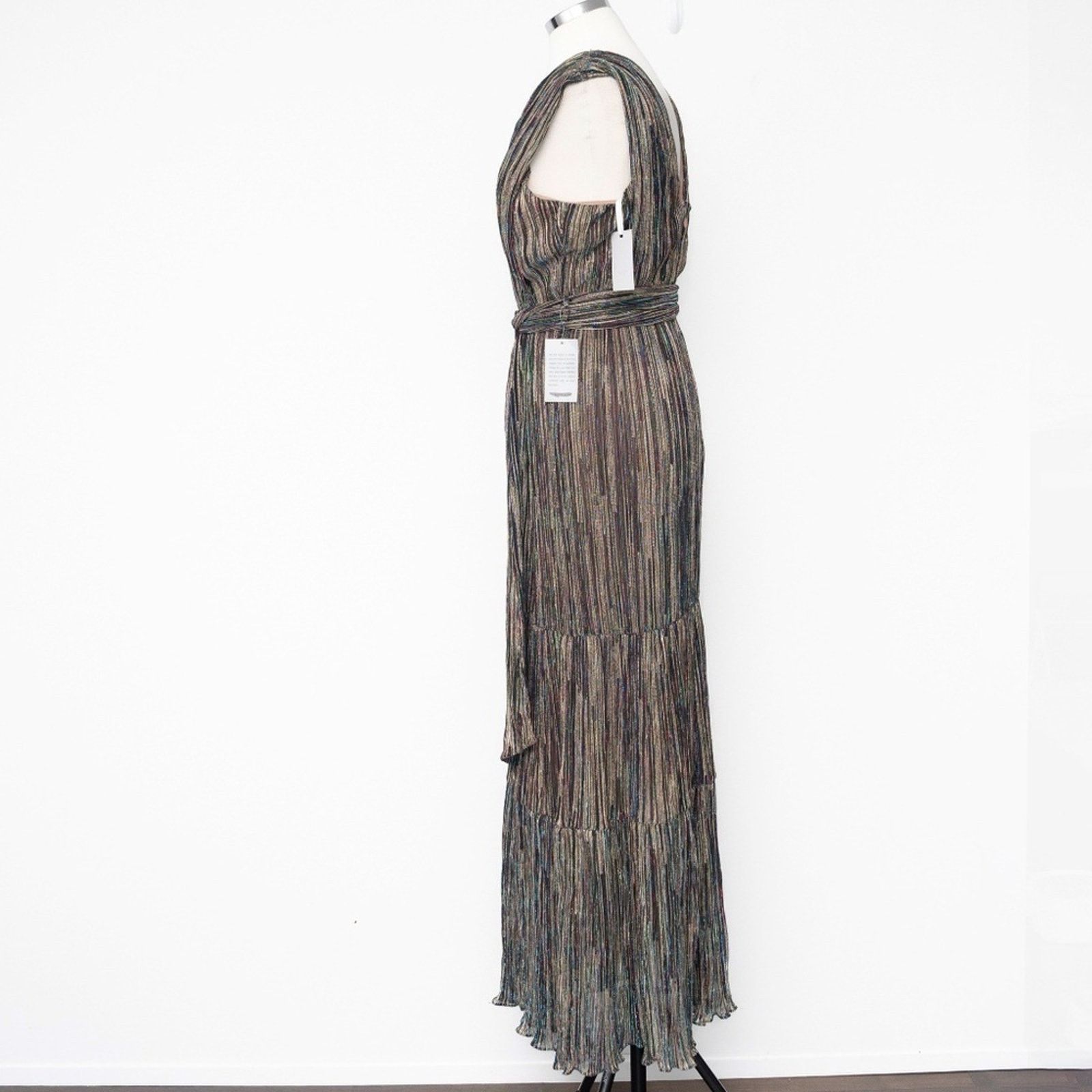 Designer Harlyn - Plunge V-Neck Tie Waist Pleated Gown Size M / US 6-8 / IT 42-44 - 6 Thumbnail