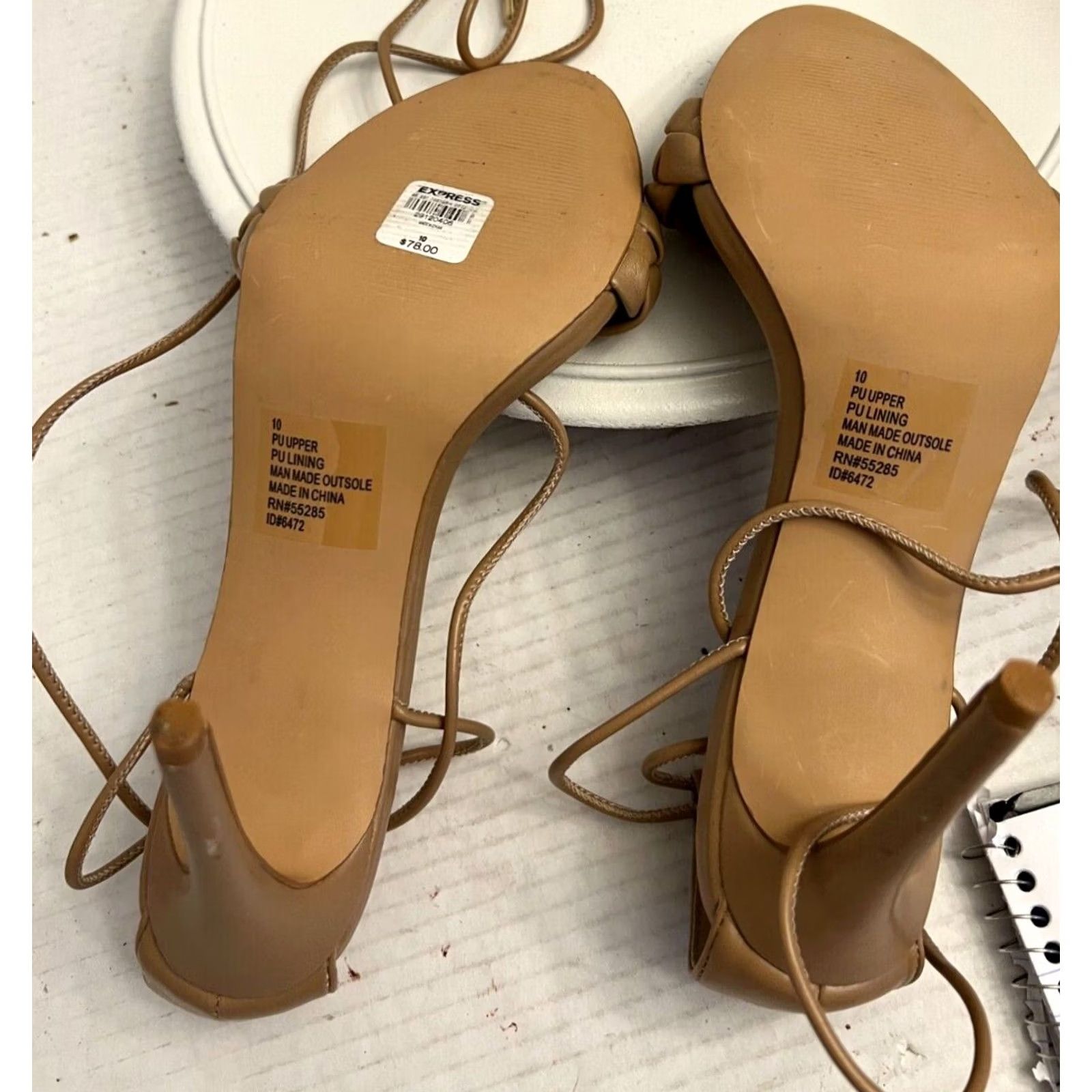 Express Express Strappy Womens Brown Women Slide Sandal Gladiator Tan High Stiletto Heel Braided Straps Size US 10 / IT 40 - 7 Thumbnail