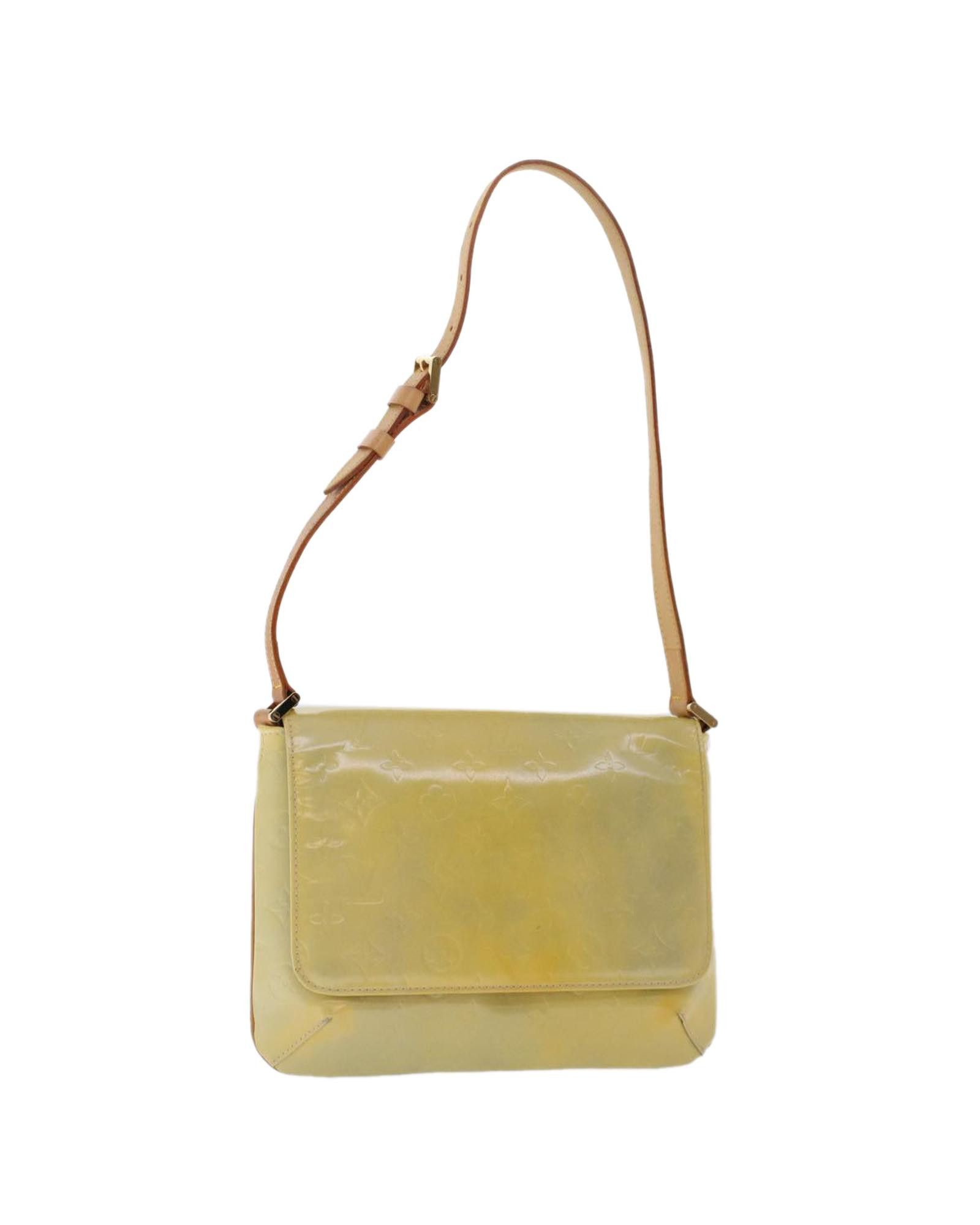 image of Louis Vuitton Patent Leather Shoulder Bag in Gris, Women's