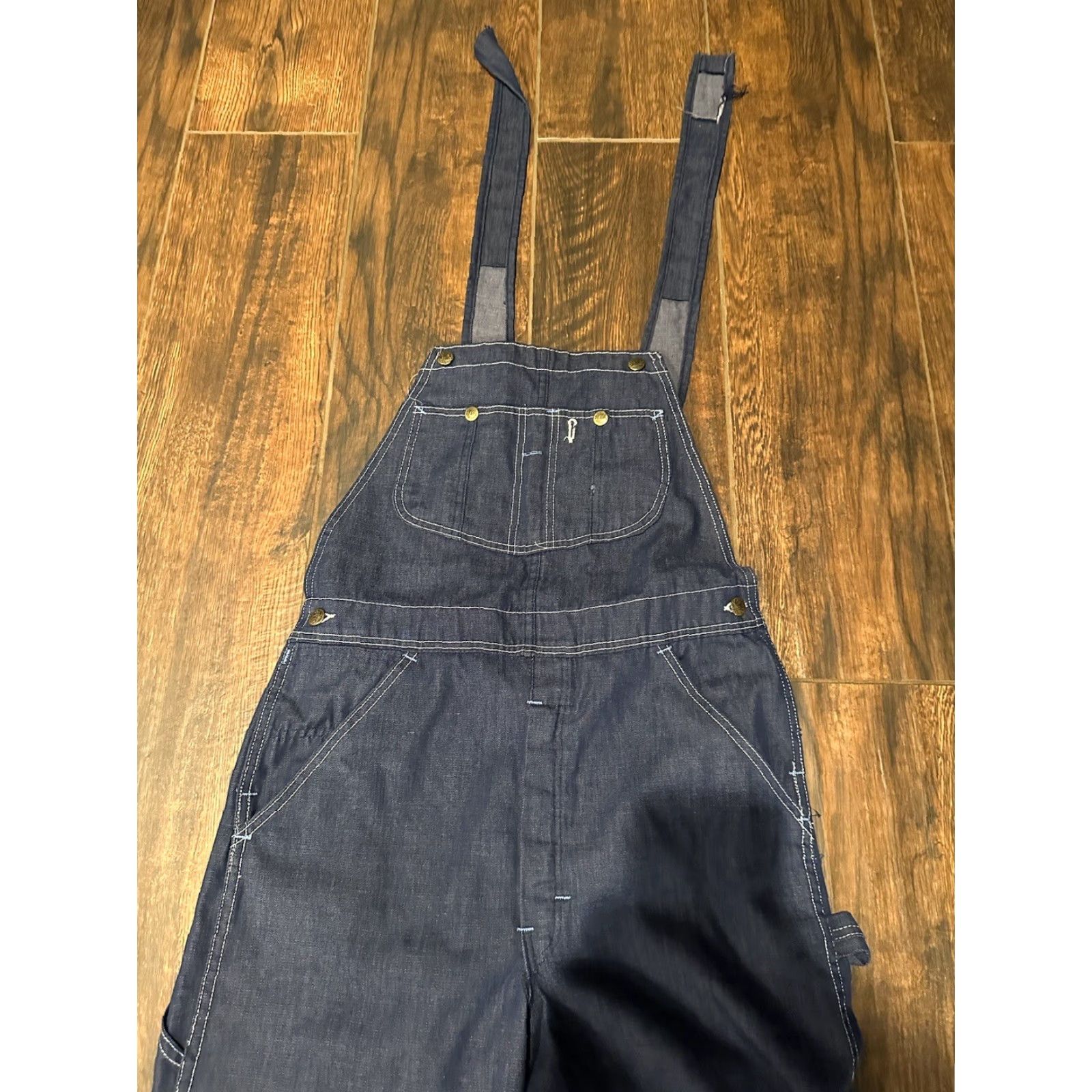 Sears VINTAGE Sears Denim Bib Overalls Jeans Men 36x30 70s 80s Blue Cotton Blend Wide-Leg Pockets Button Regular Mens Size US 36 / EU 52 - 4 Thumbnail