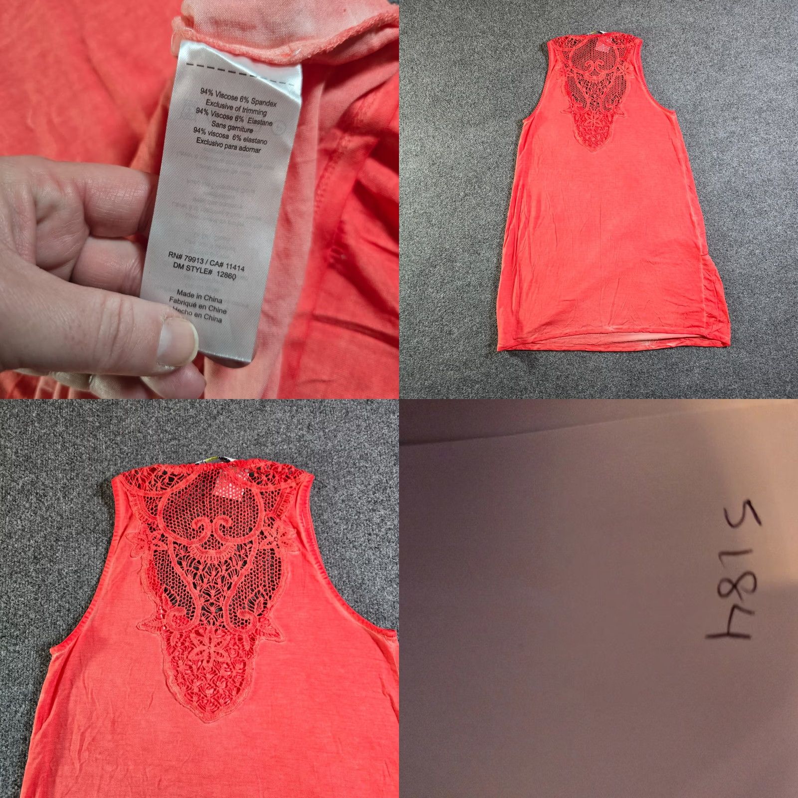 Vintage VINTAGE A Pea In The Pod Top Tank Womens M Orange Sleeveless Crochet Casual Size M / US 6-8 / IT 42-44 - 8 Thumbnail