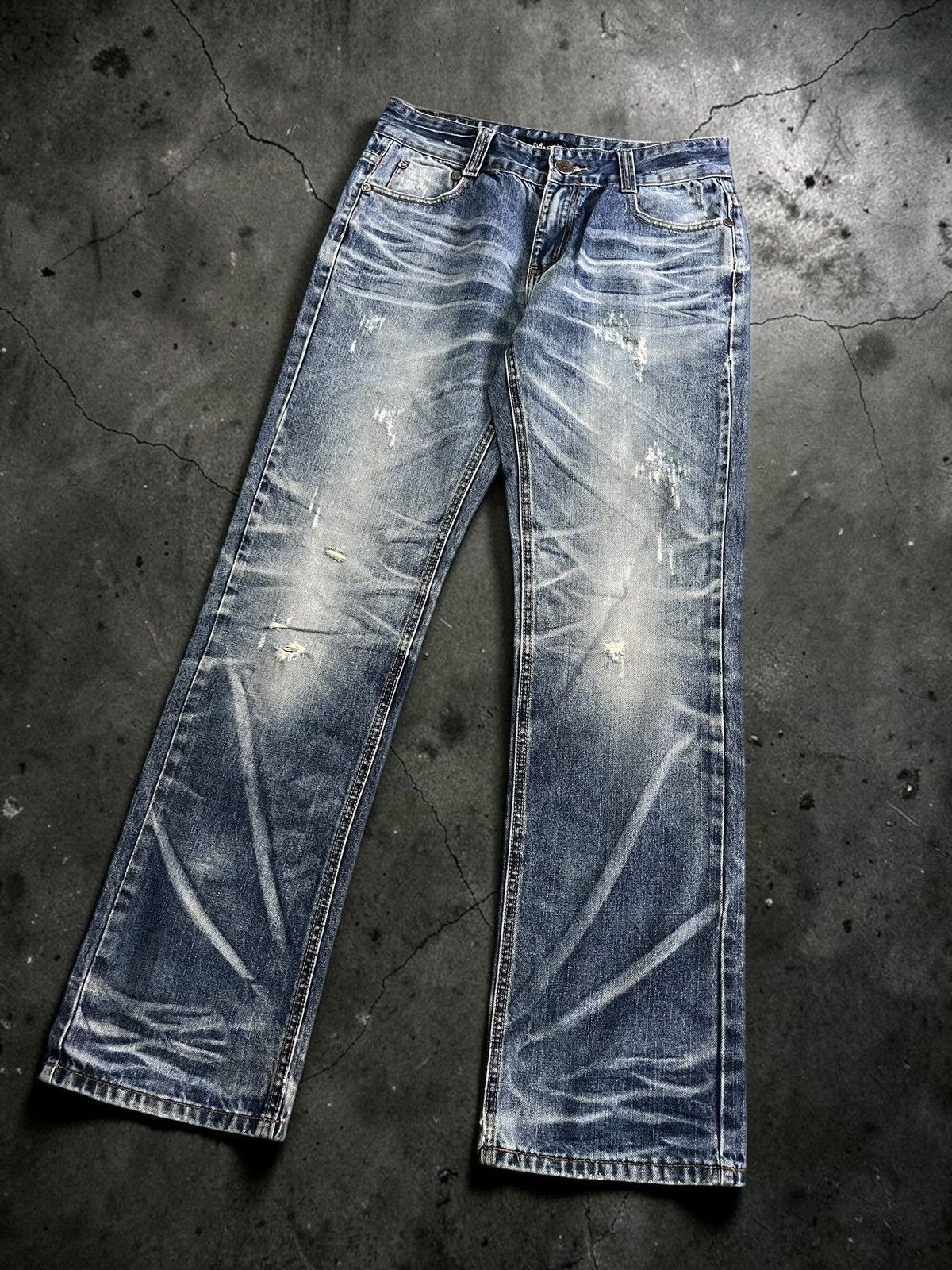 Hysteric Glamour 2000s Adorable Heavy Fading Distressed Jeans Y2k