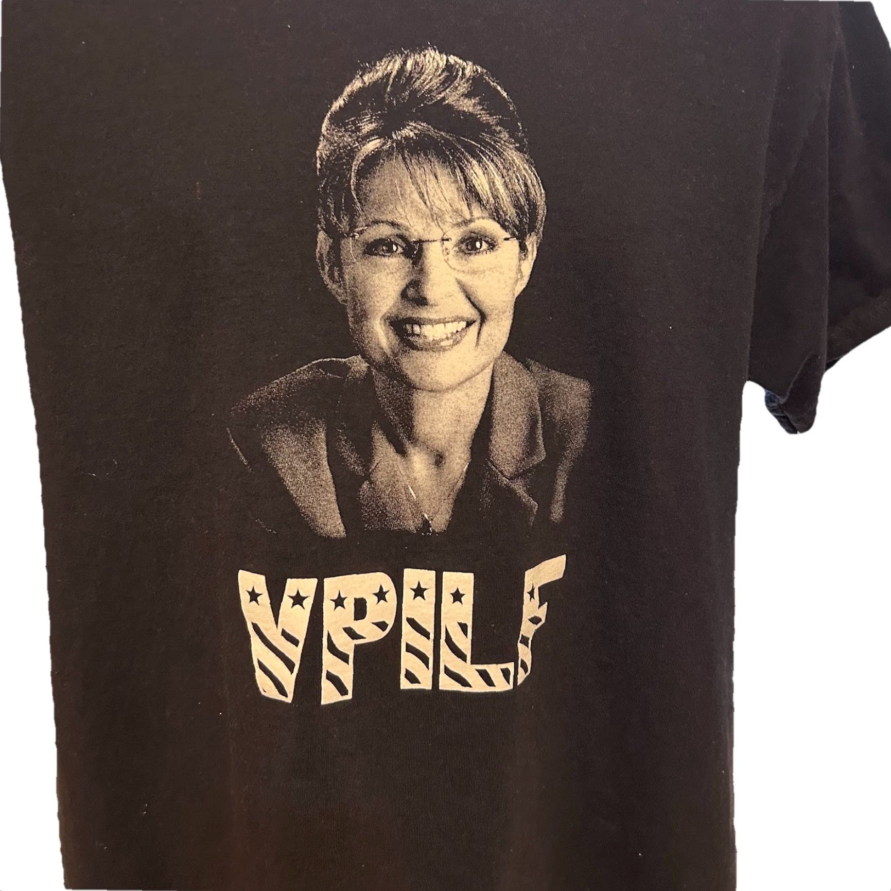 Hanes Hanes T-Shirt Men Large Black Sarah Palin Political Joke Logo Crew Neck Short Sleeve Shirt Mens Size US L / EU 52-54 / 3 - 6 Thumbnail