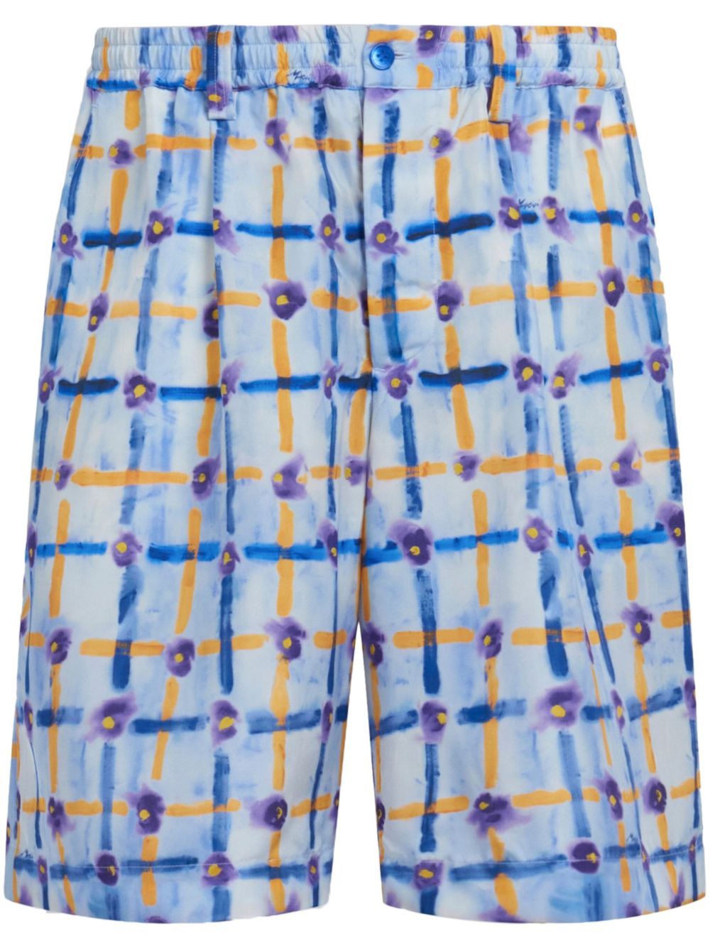Marni o1w1db10125 Abstract-Print Silk Bermuda Shorts in Multicolor Size US 34 / EU 50 - 1 Thumbnail