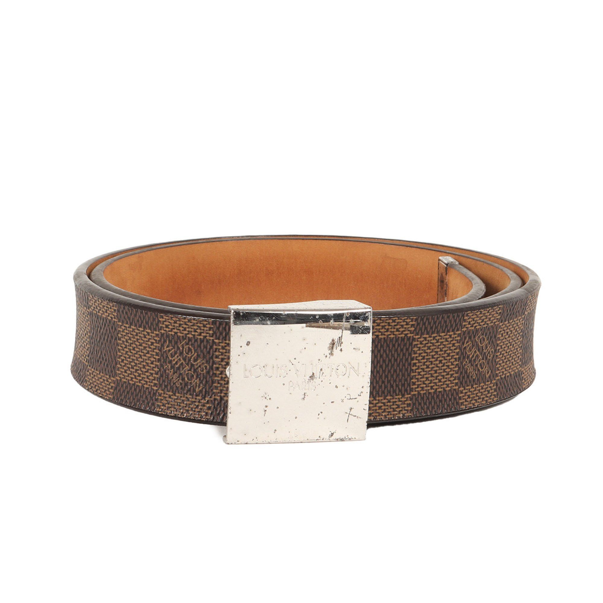 LOUIS VUITTON Belt Size: 80/32 Enture Carre Damier Ebene Canvas