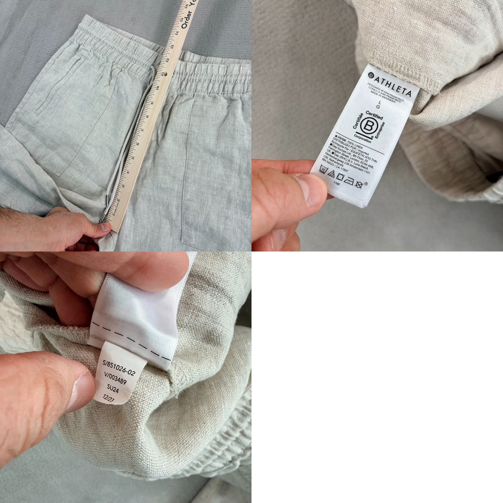 Athleta Athleta Retreat Linen High Rise Jogger in Beige Womens L 100% Linen Beige Jogger Athleisure NWT Size 36" / US 14 / IT 50 - 8 Thumbnail