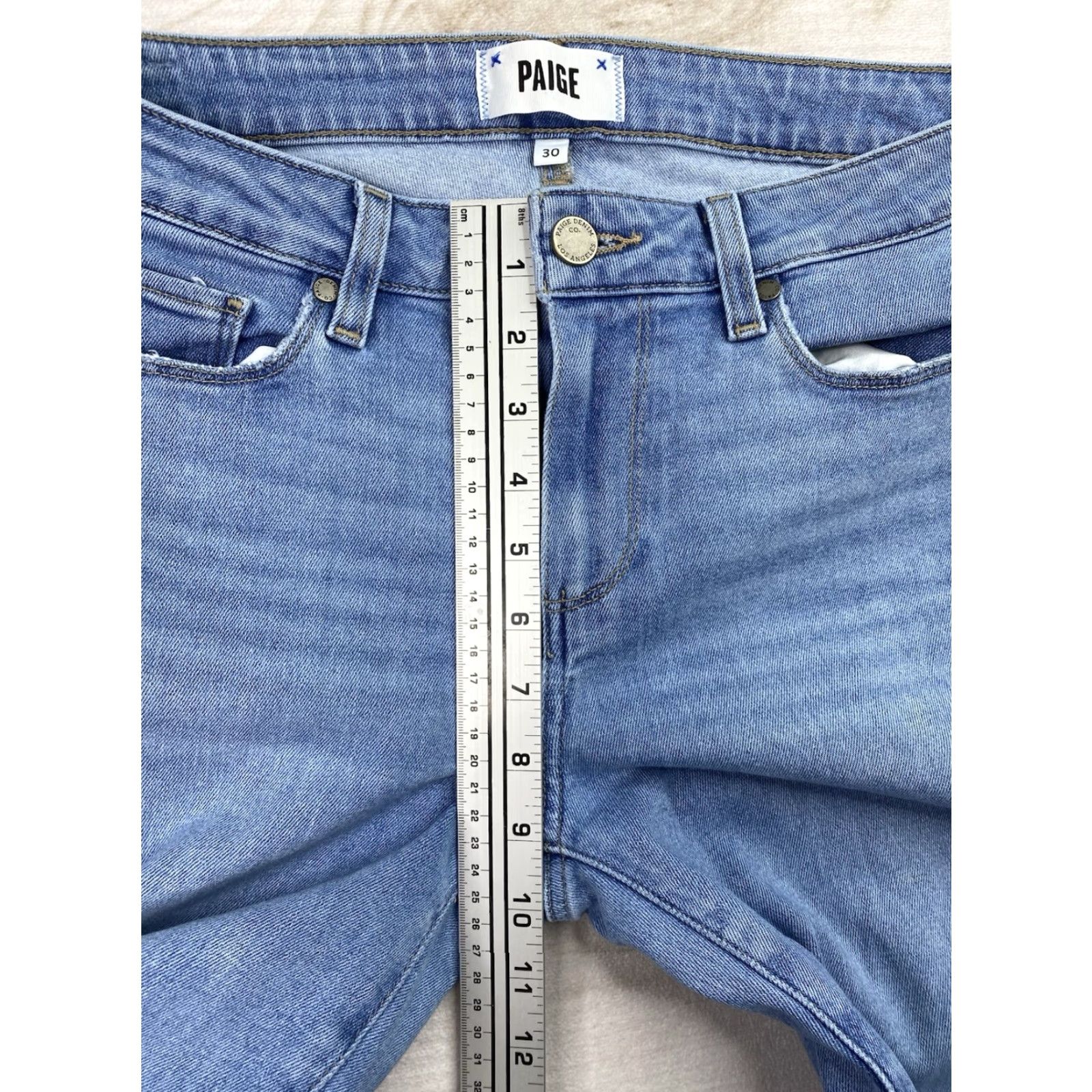 Paige Kylie Paige Jeans Women 30 Blue Crop Distressed Stretch Denim Fringe 5-Pocket Mid Rise Jeans Womens XS-.. Size 30" / US 8 / IT 44 - 5 Thumbnail