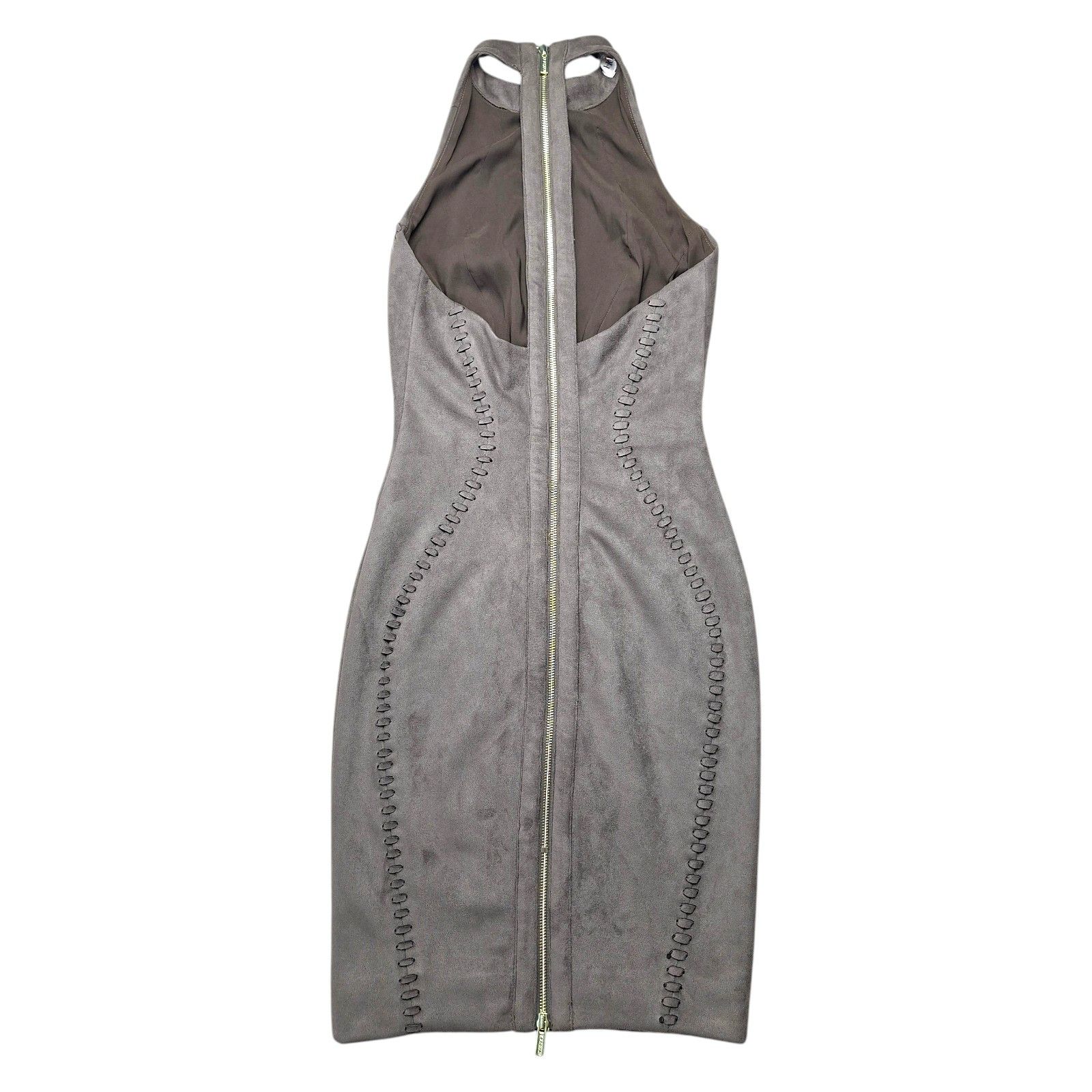 House of CB House of CB Richere Taupe Faux Suede Halter Mini Dress Size XS / US 0-2 / IT 36-38 - 5 Thumbnail