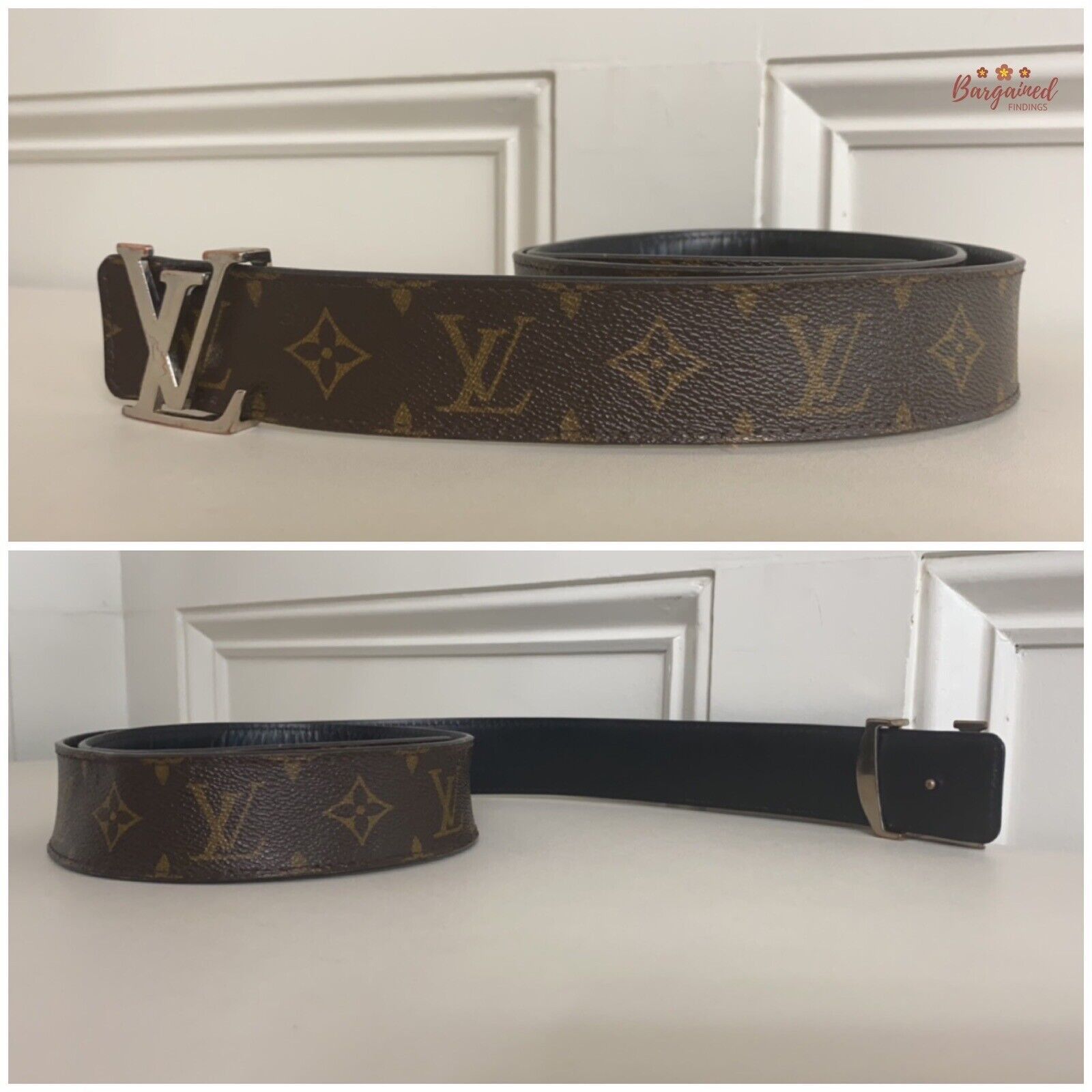 Louis Vuitton Louis Vuitton Monogram Reversible Silver LV Initials Belt Size 36 - 9 Thumbnail