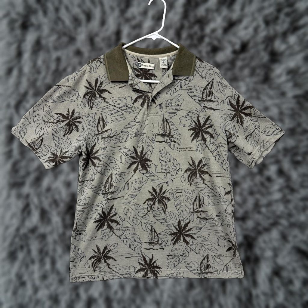 Bugle Boy VINTAGE Bugle Boy Polo Shirt Mens M Green Knit Palm Tree Tropical Cabana Y2K Size US M / EU 48-50 / 2 - 1 Thumbnail