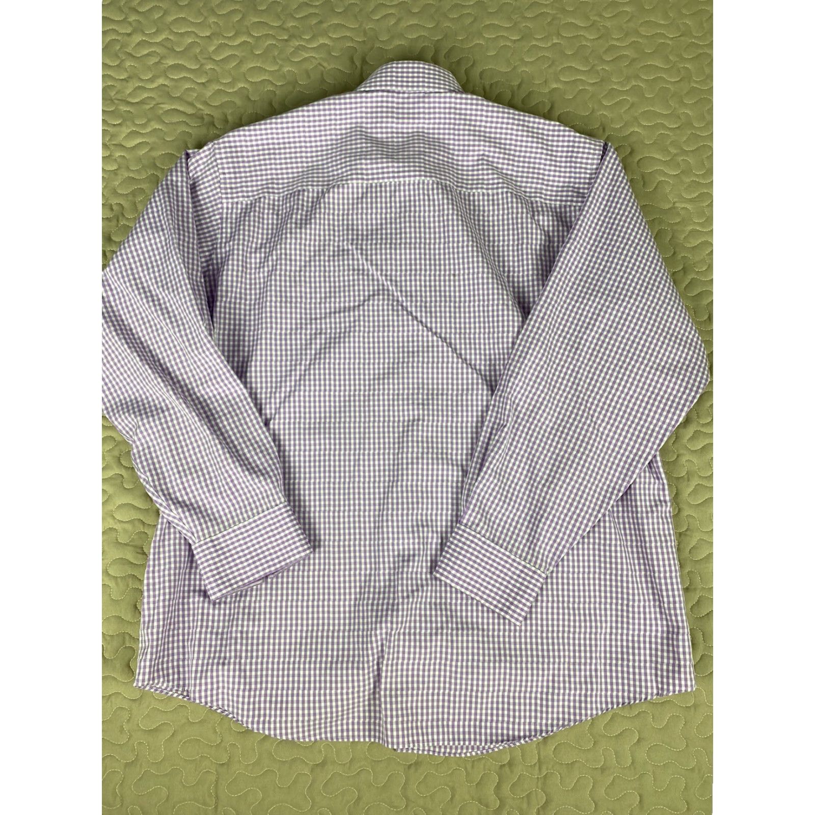 Kenneth Cole Kenneth Cole Non Iron Purple Checkered Dress Button-Down Shirt XL 17.5 34/35 Mens Size 46R - 3 Thumbnail