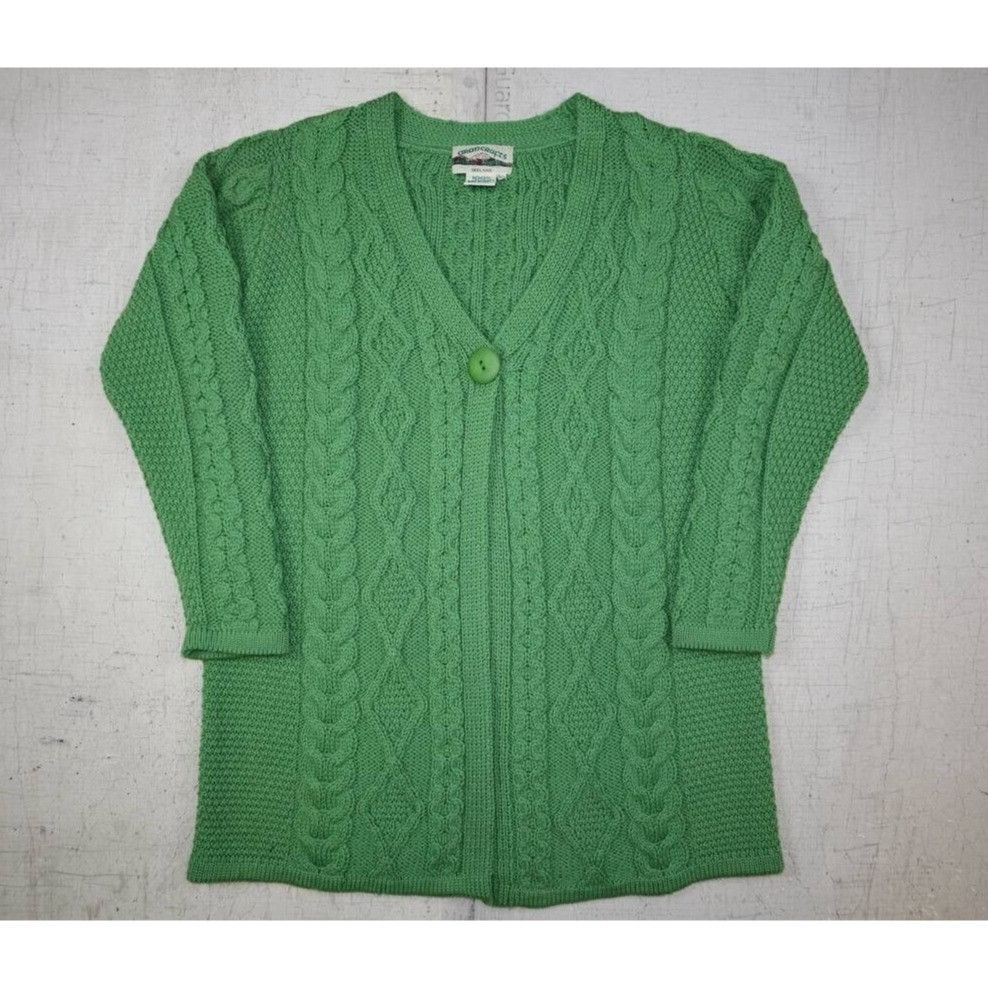 Aran Crafts Vtg Aran Crafts Ireland Sweater Green Merino Wool L Size L / US 10 / IT 46 - 1 Thumbnail