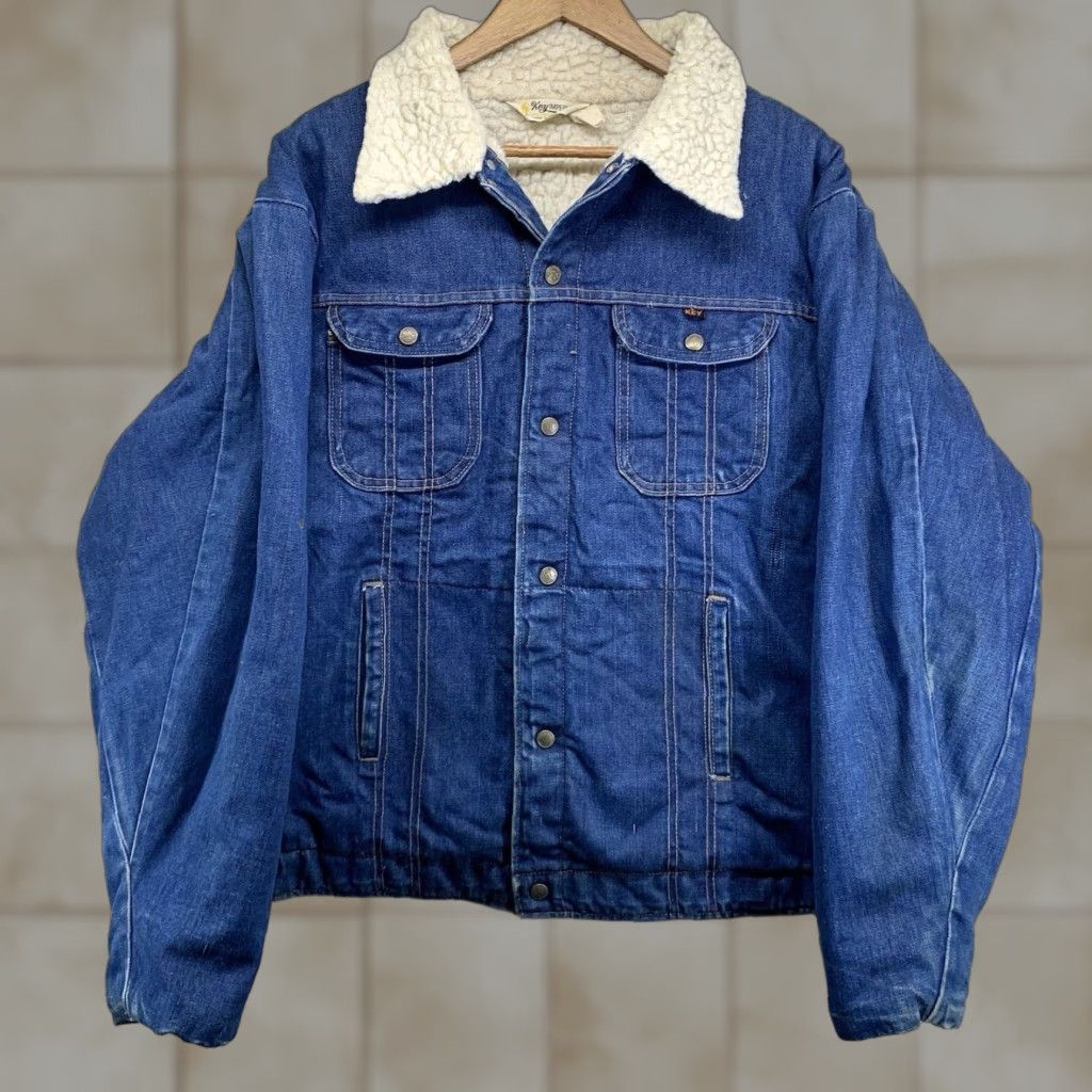 Vintage VINTAGE Key Imperial Denim Jacket Men L Blue 80s Grunge Trucker Workwear All Seasons Size US 33 - 1 Thumbnail