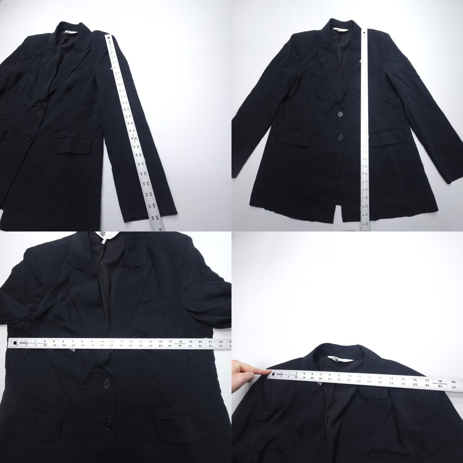Vintage LITA By Ciara Blazer Shirt Womens XL Black Padded Stretch Italy Made Button Size XL / US 12-14 / IT 48-50 - 8 Thumbnail