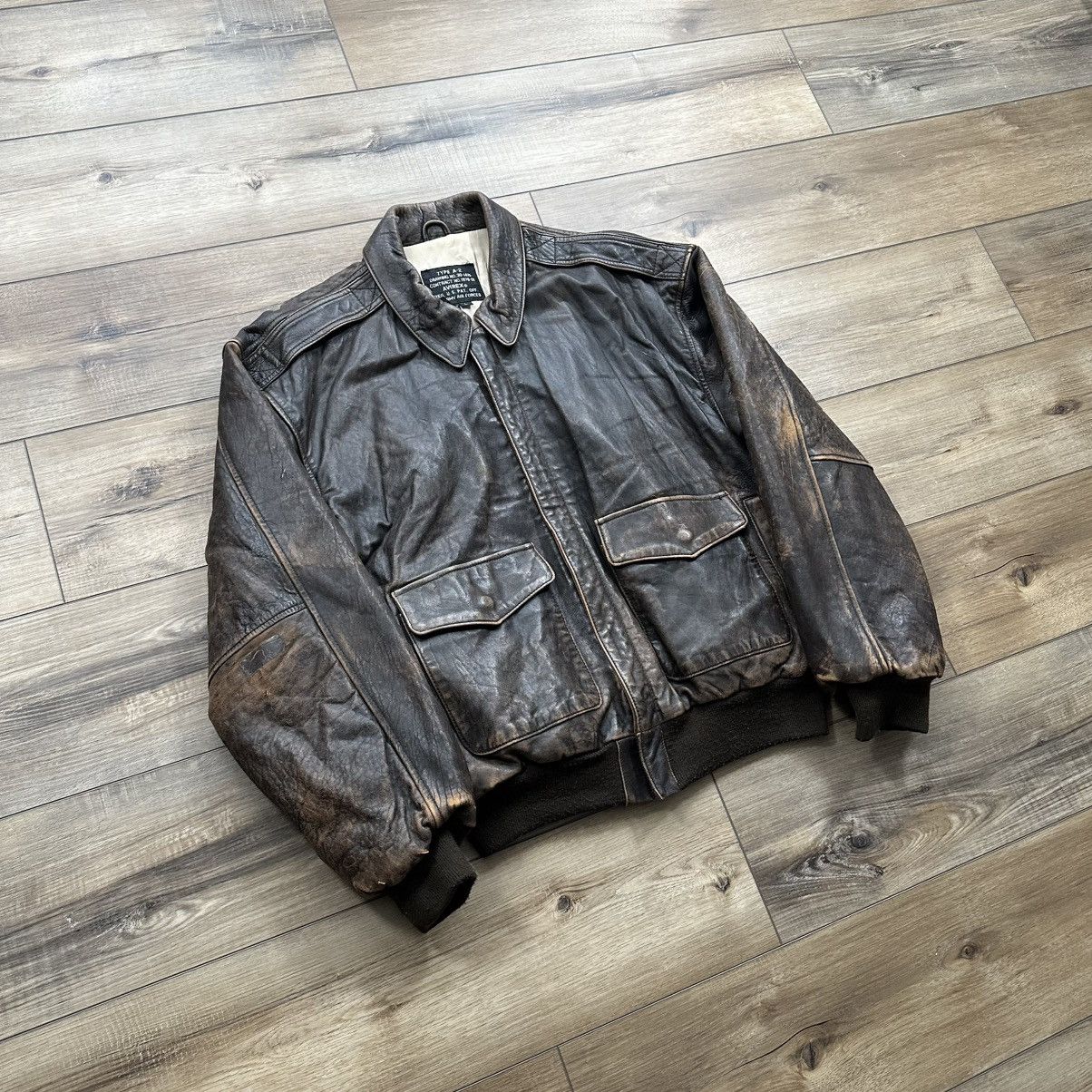 Avirex Vintage 80s Avirex Type A-2 Leather USAAF Bomber Jacket 