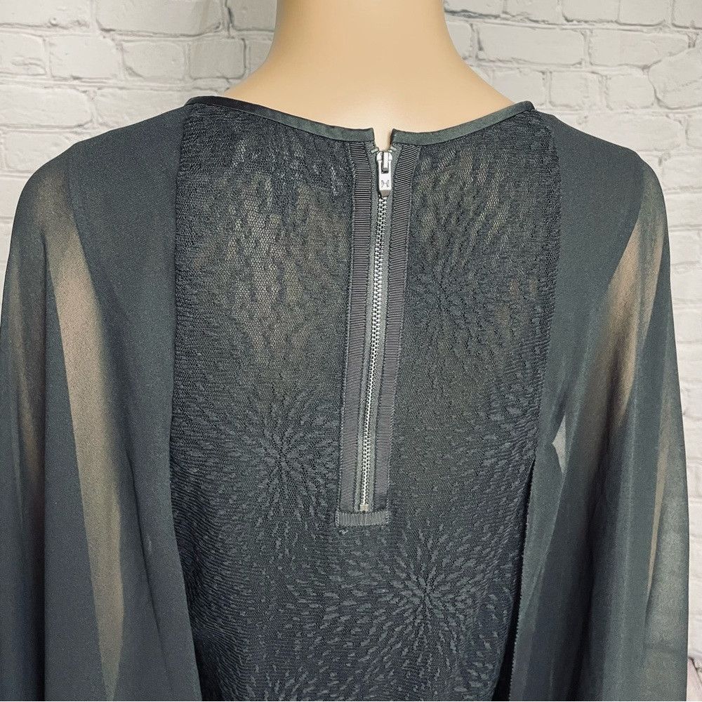 Halston Heritage Halston Heritage Black Lace Chiffon Split Sleeve Blouse Siz Size L / US 10 / IT 46 - 9 Thumbnail