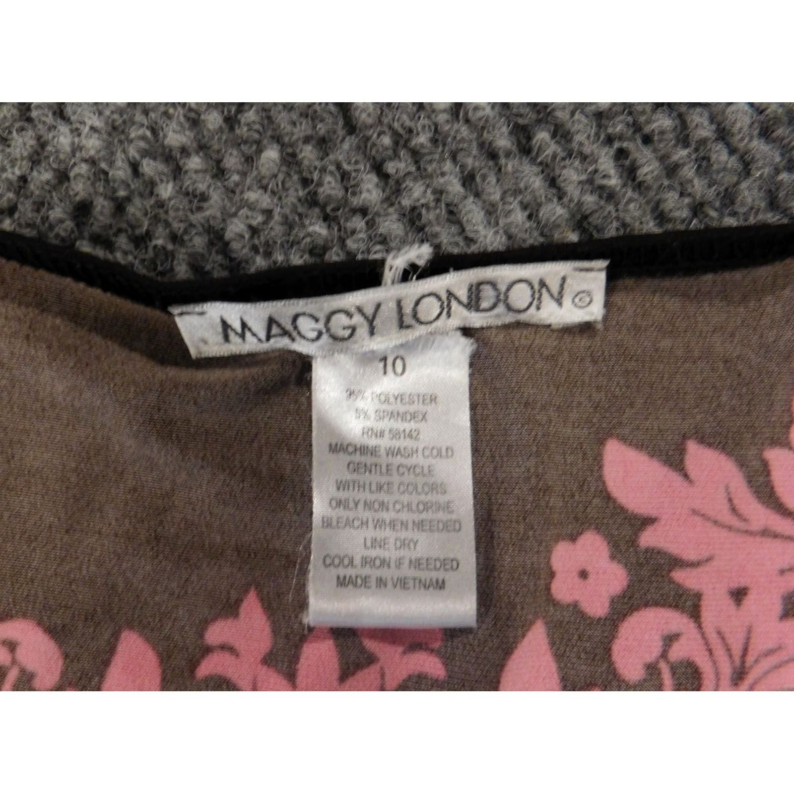 MAGGY LONDON Maggy London Womens Dress A-Line Midi Floral Sleeveless Black 10 Knit Polyester Crochet Mock Neck Zip Summer Size L / US 10 / IT 46 - 4 Thumbnail