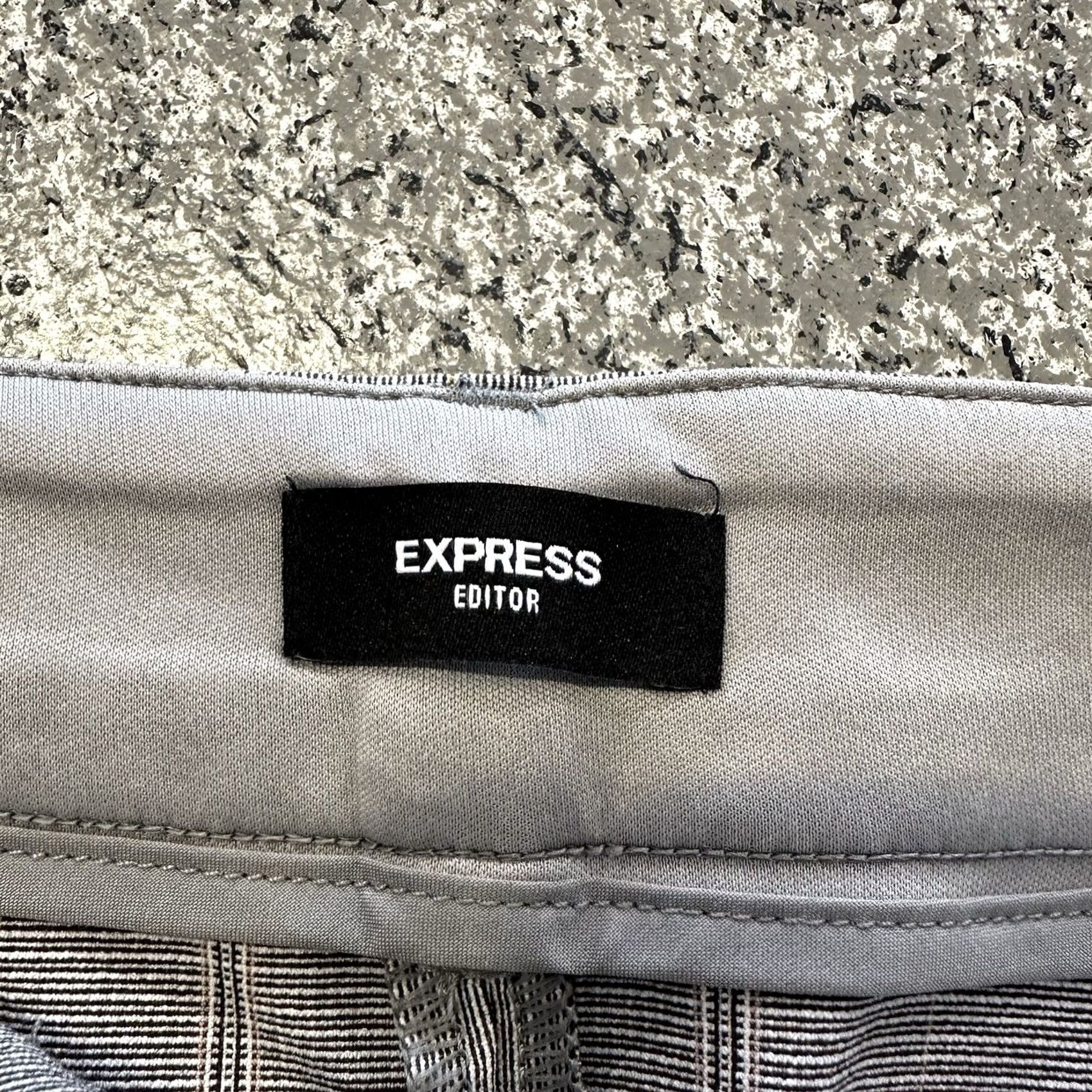 Express Express Editor Pants Womens 4S 29x25 High Rise Skinny Plaid Gray Office Dress Pants Womens Size 27" / US 4 / IT 40 - 4 Thumbnail