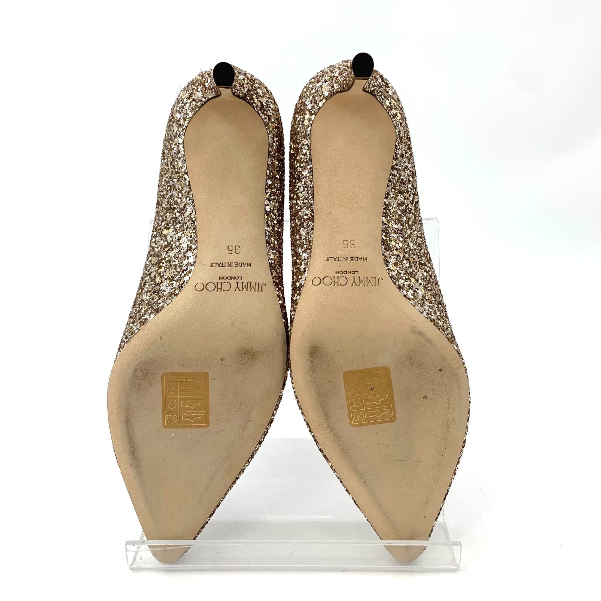 Jimmy Choo Jimmy Choo Gold Sparkling Stiletto Heels (Size 35) Size US 5 / IT 35 - 4 Thumbnail