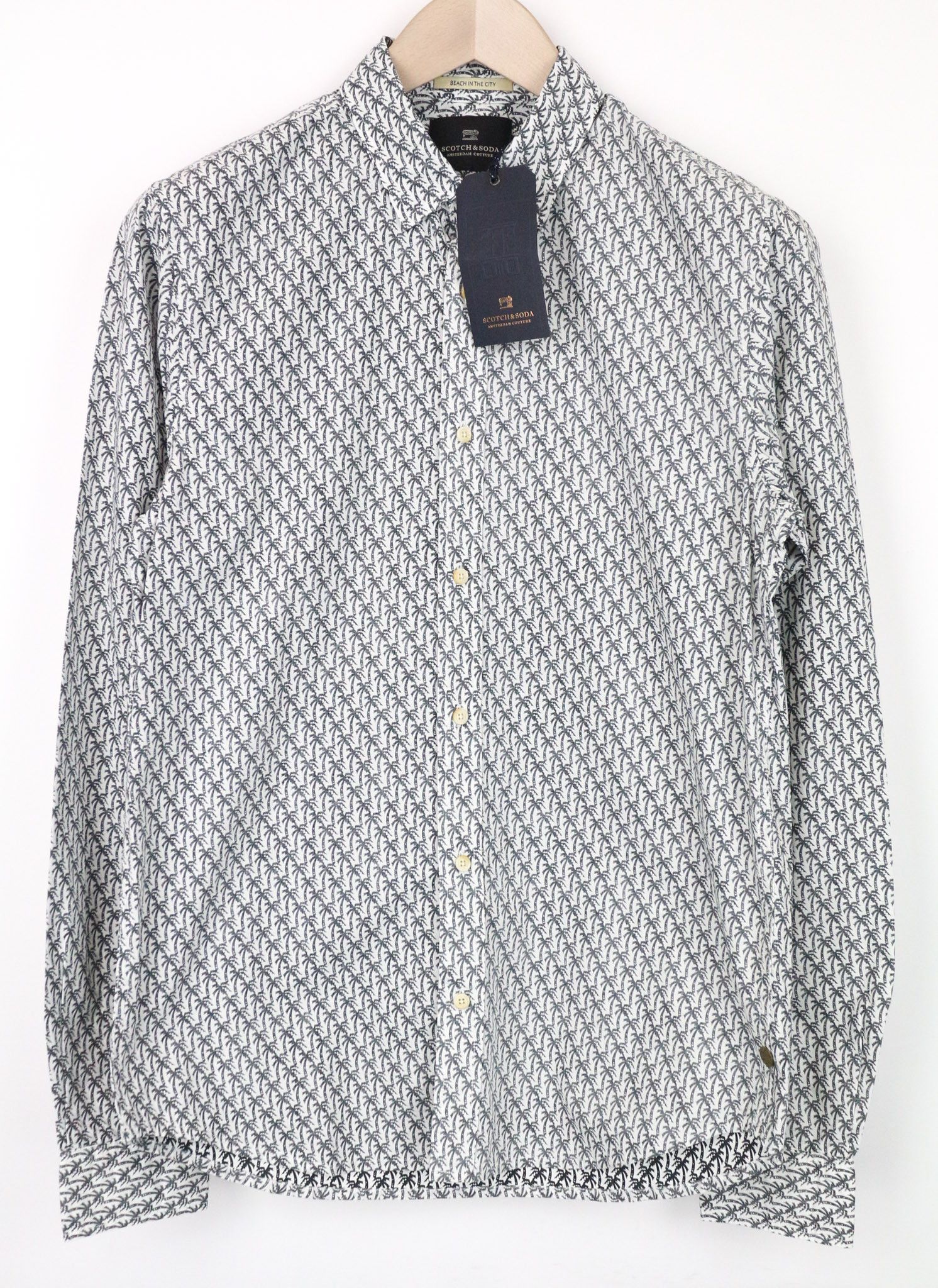 Scotch & Soda AMS COUTURE S White Black Cotton Print Shirt 74792 Size US S / EU 44-46 / 1 - 1 Thumbnail