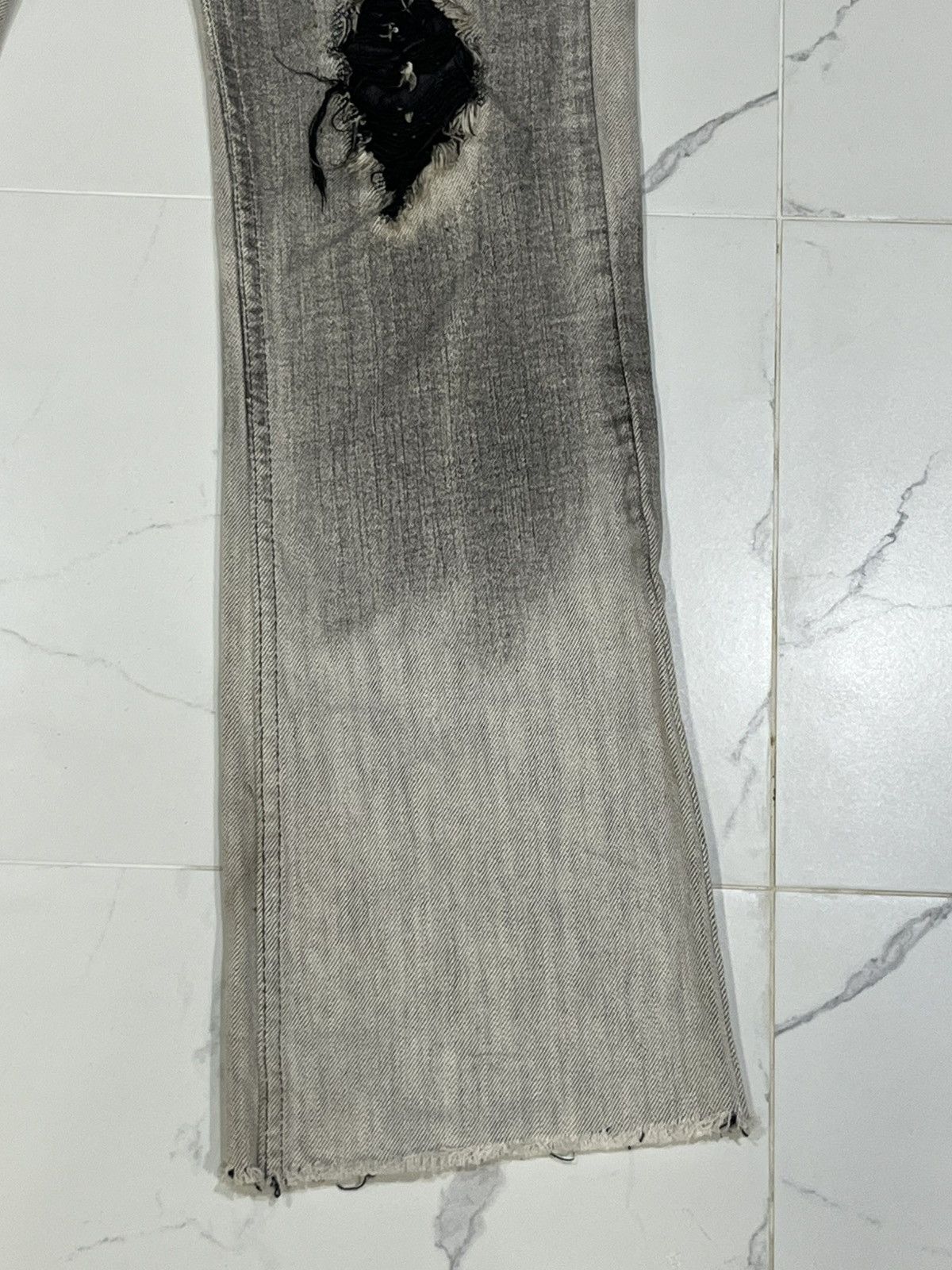 Japanese Brand FLARE💥Japan Brand Ripped Smoke Grey Flared Denim Jeans Size US 32 / EU 48 - 3 Thumbnail