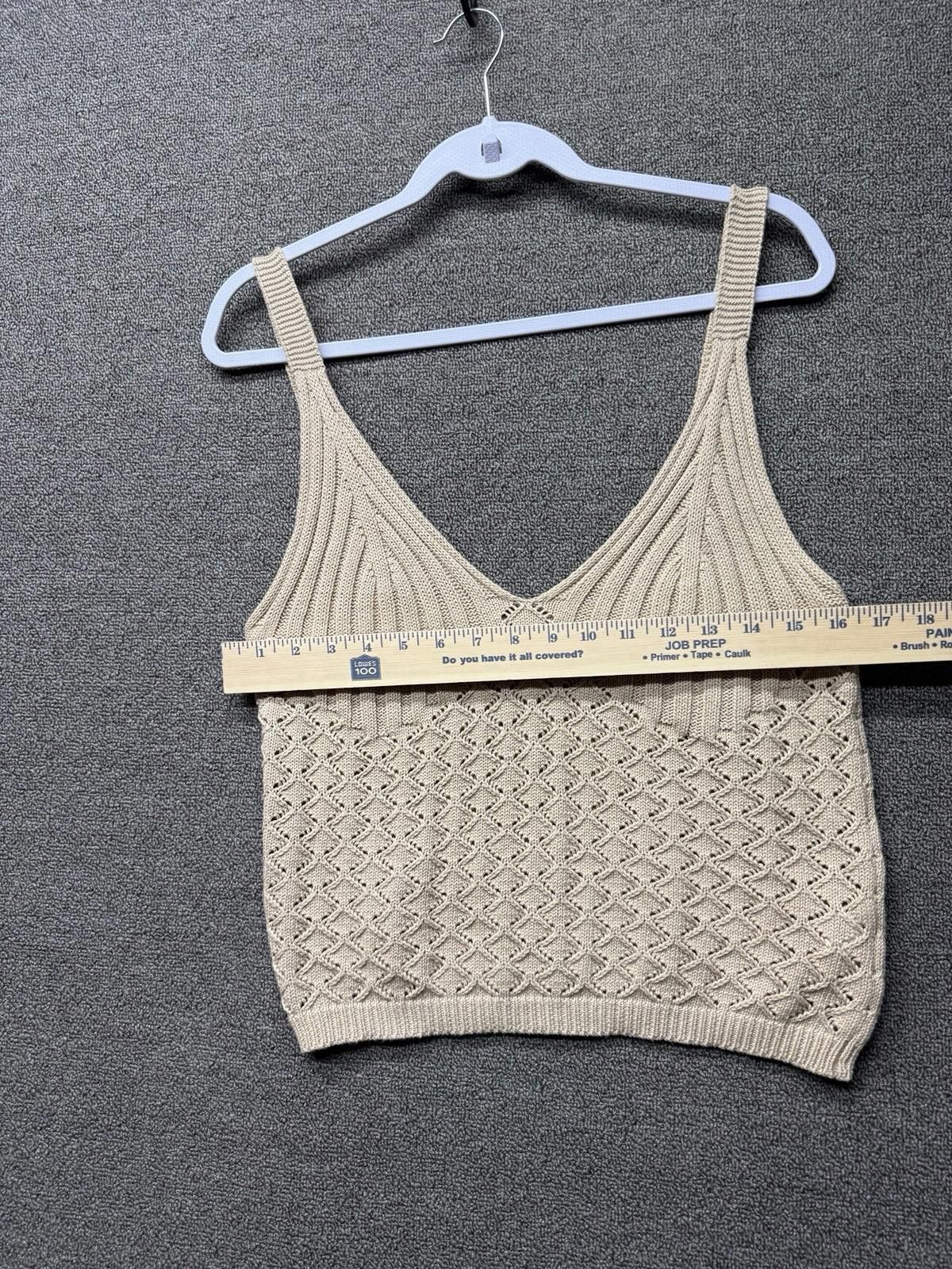 Other Streetwear Society Tan Crochet Crop Top Boho Shirt XL Size XL / US 12-14 / IT 48-50 - 4 Thumbnail