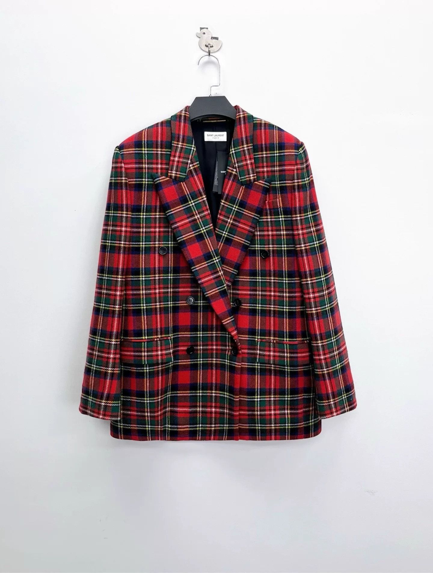 Saint Laurent Paris Saint Laurent Wool Plaid Button-Front Blazer Coat Size US S / EU 44-46 / 1 - 1 Thumbnail
