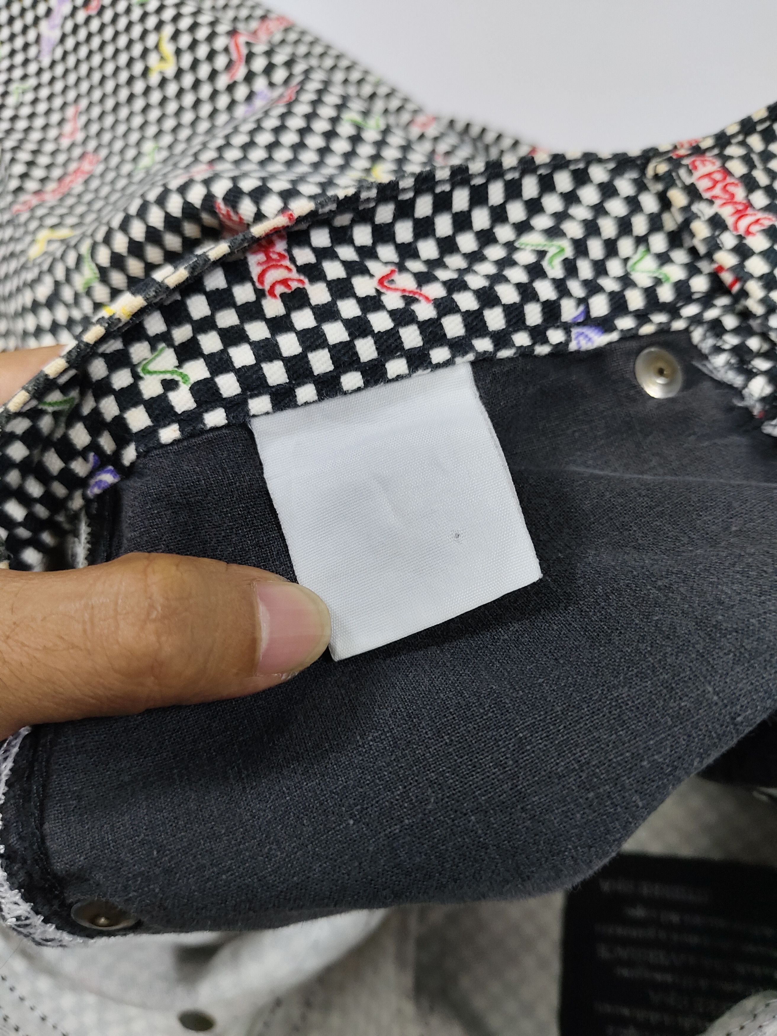 Versace Jeans Couture 00s Versace JC- Archive Checkerboard Multicolor Script Pants Size 28" / US 6 / IT 42 - 9 Thumbnail