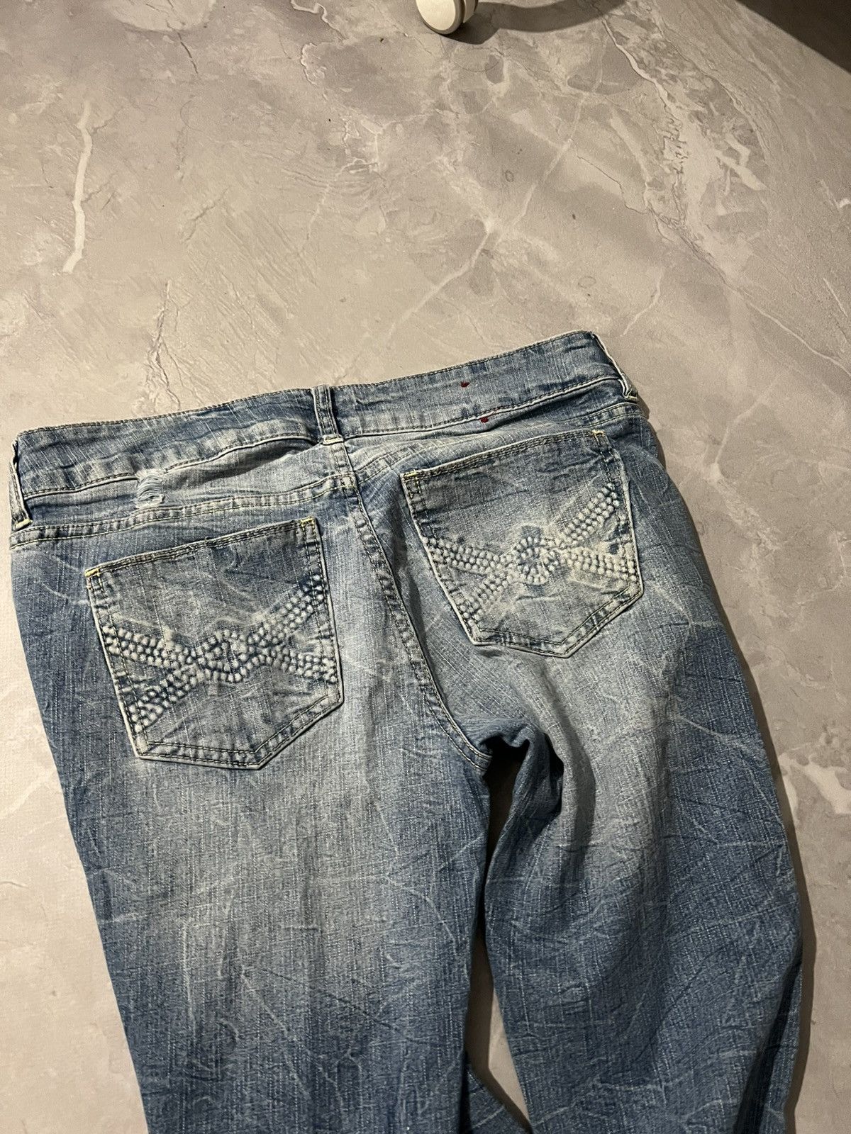 Japanese Brand Destroyed Wash Flared Glamour Sexy Fit Jeans Size US 31 - 9 Thumbnail