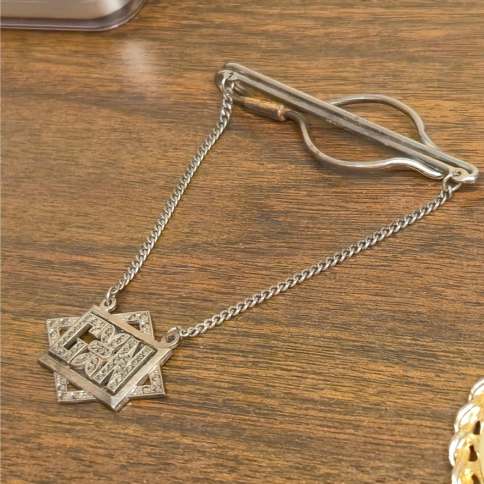 Vintage Vintage Art Deco Sterling Tie Bar Clasp with Pendant Size ONE SIZE - 9 Thumbnail